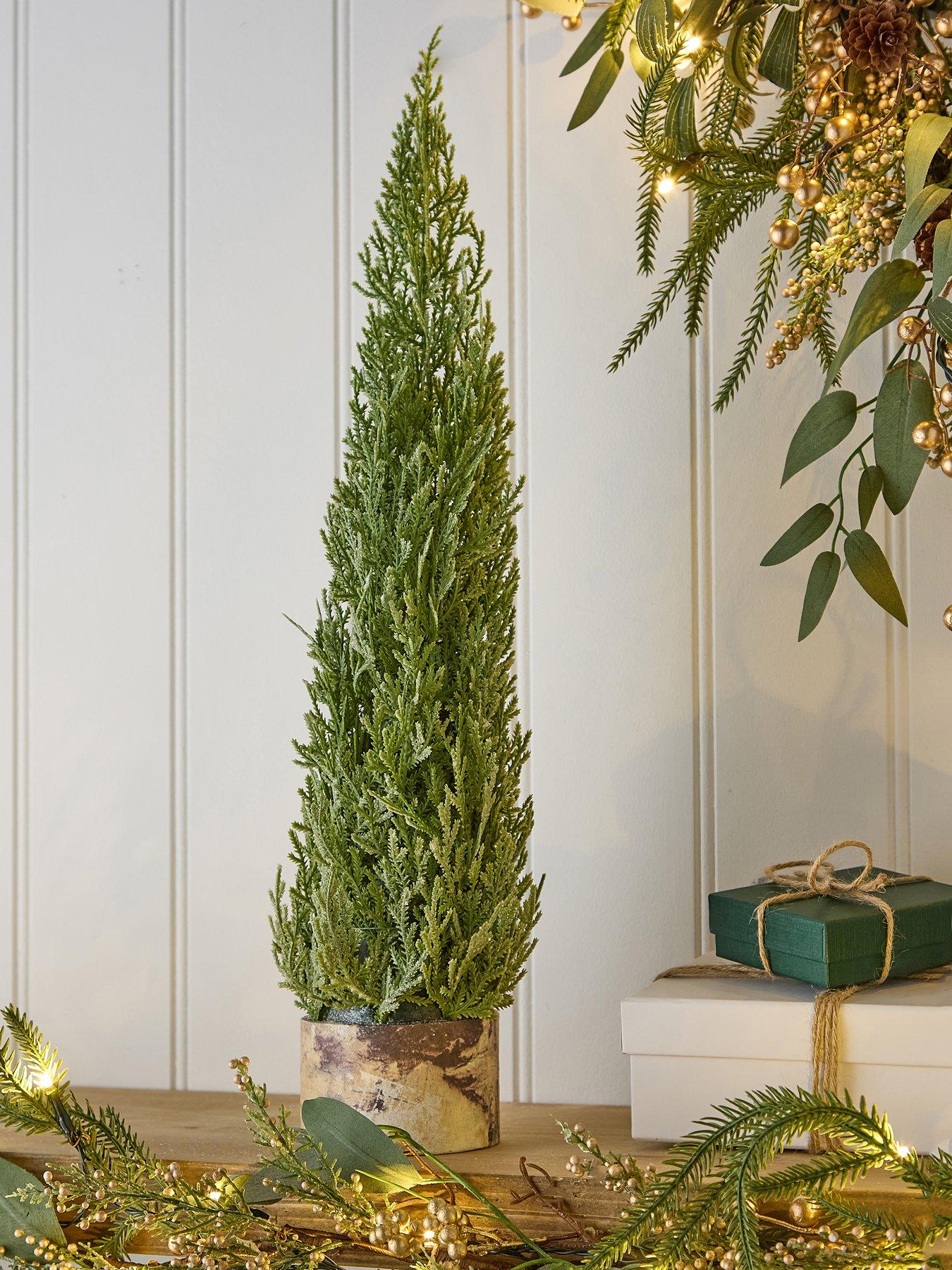 Festive 55 cm Frosted Green Christmas Fern In Wooden Pot