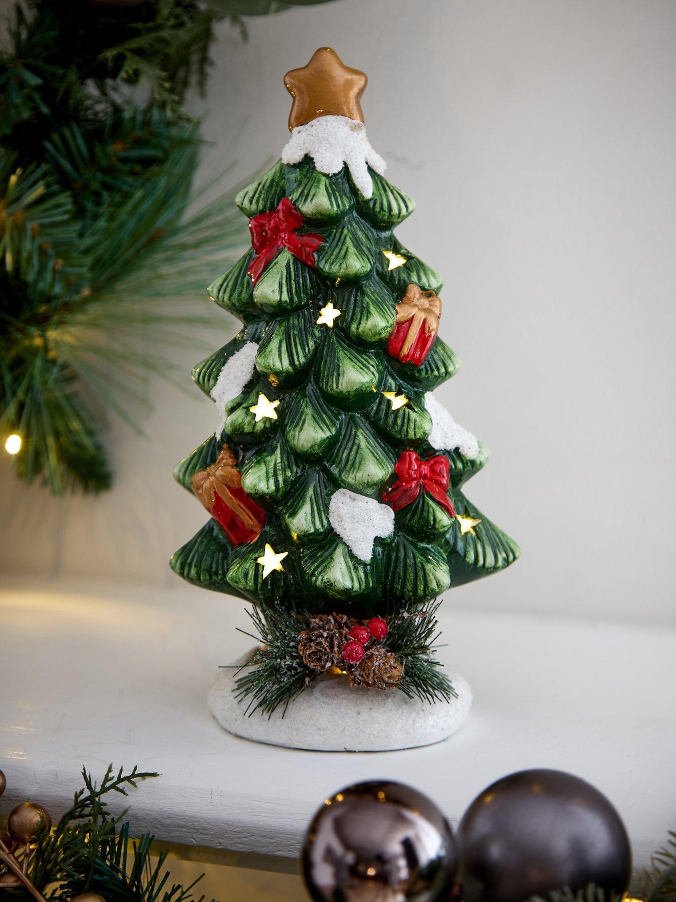Festive 26 cm Light Up Ceramic Star Christmas Tree
