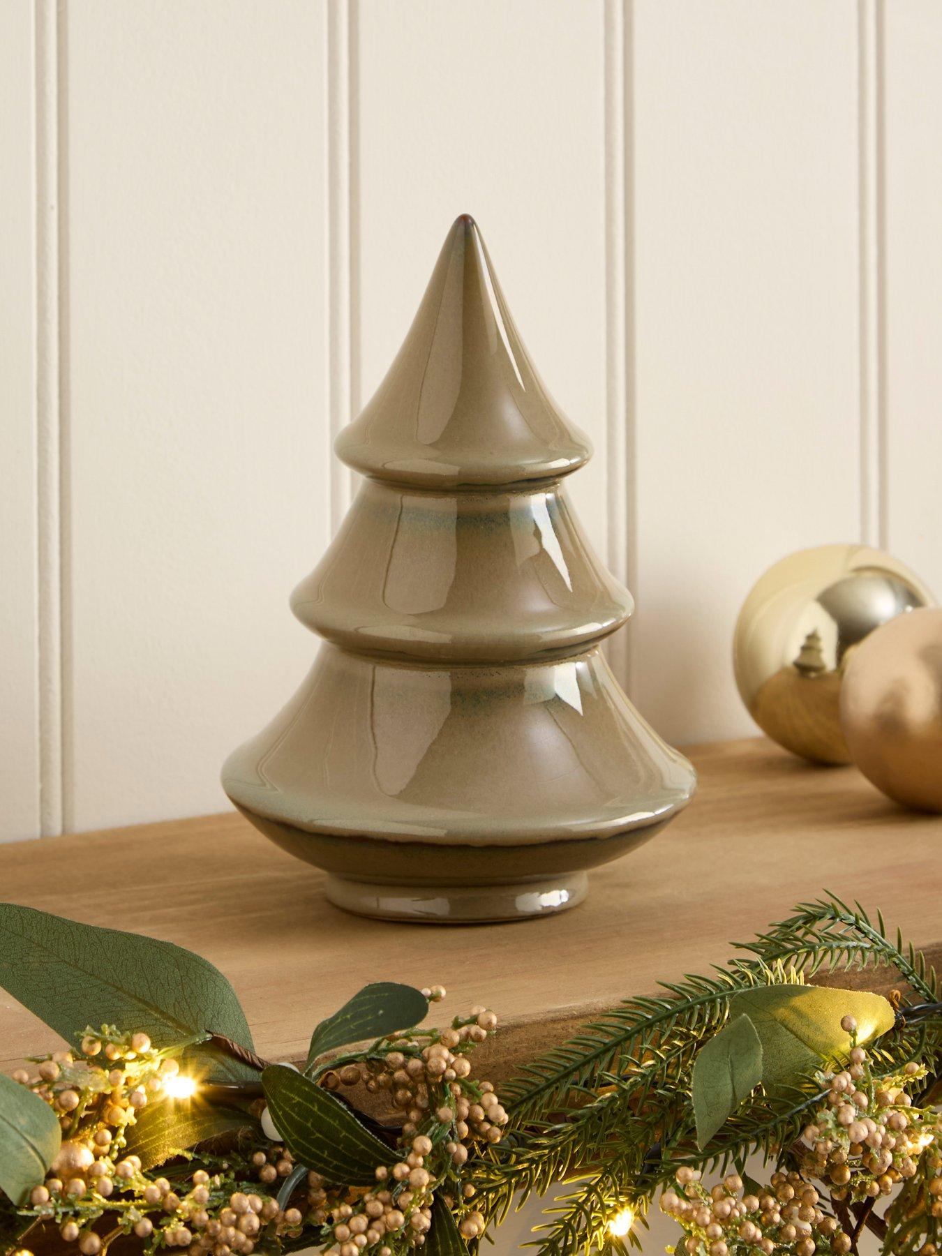 Festive 19 cm 3 Tier Ceramic Brown Christmas Tree
