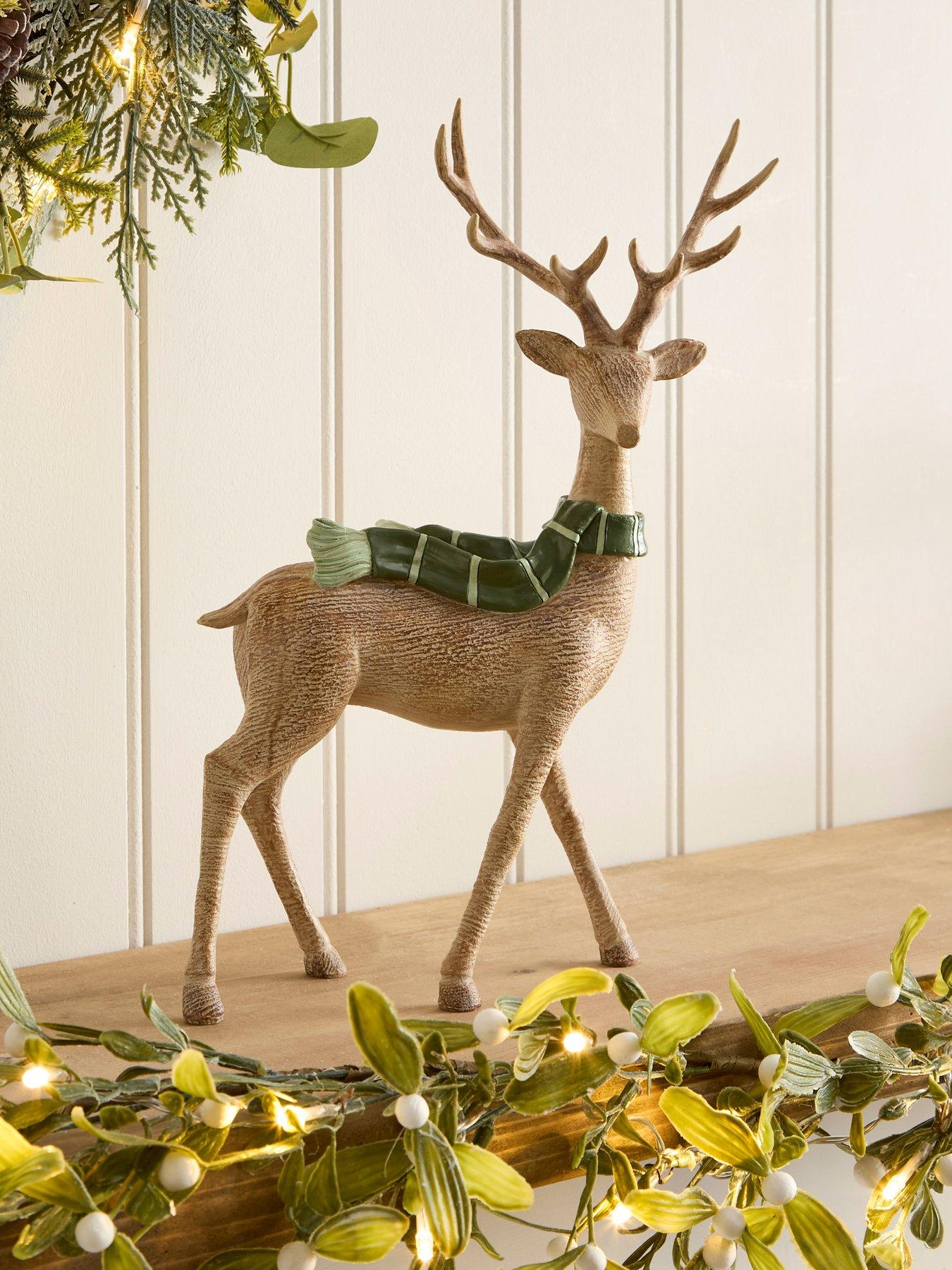 undefined 32 cm Resin Reindeer In Scarf Christmas Decoration