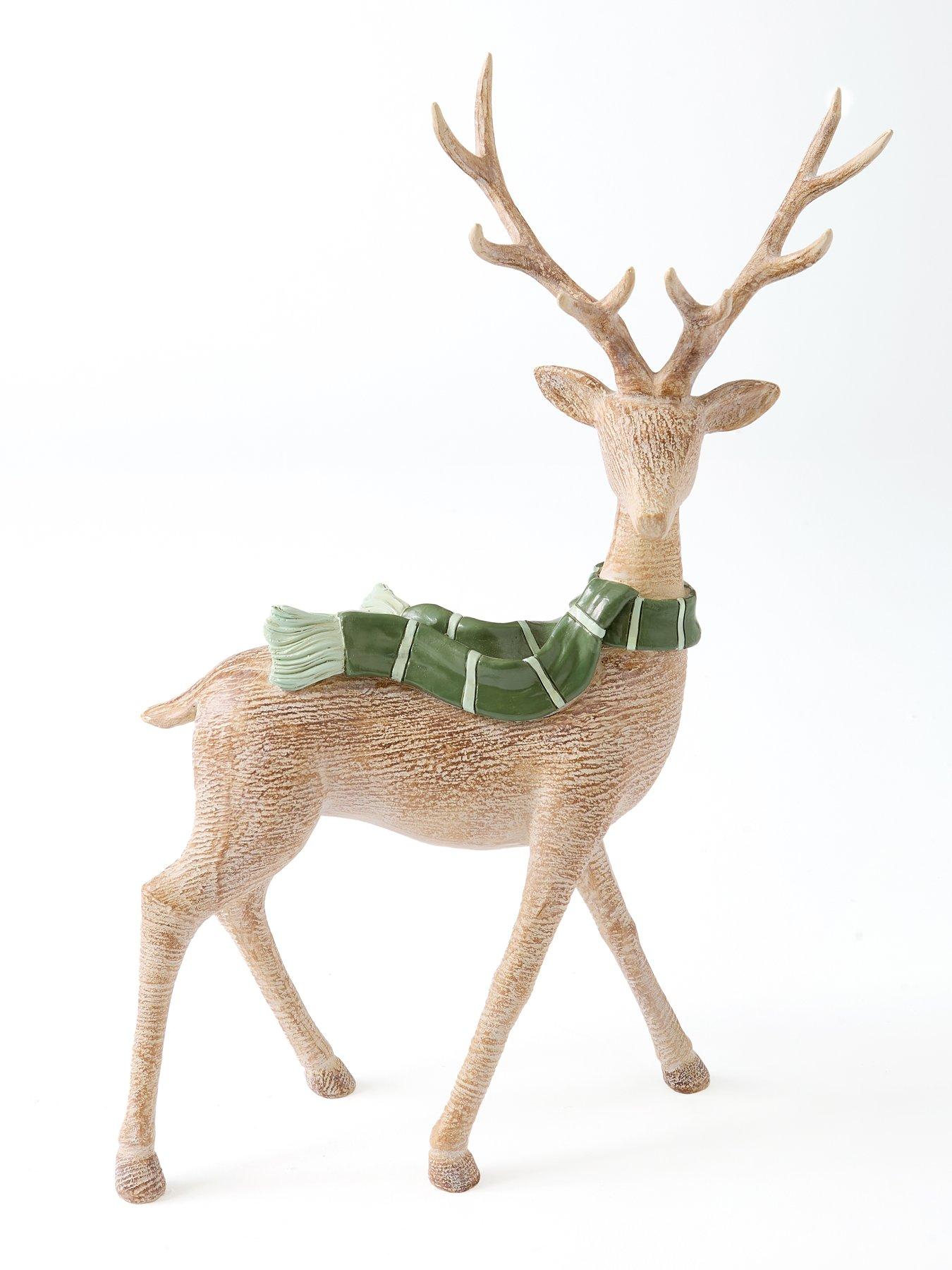 Image 2 of 6 of Festive 32&nbsp;cm Resin Reindeer In Scarf Christmas Decoration