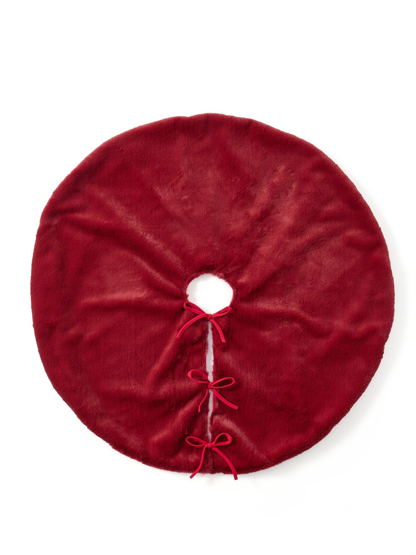Image 2 of 3 of Festive Burgundy Faux Fur Christmas Tree Skirt - 90 cm