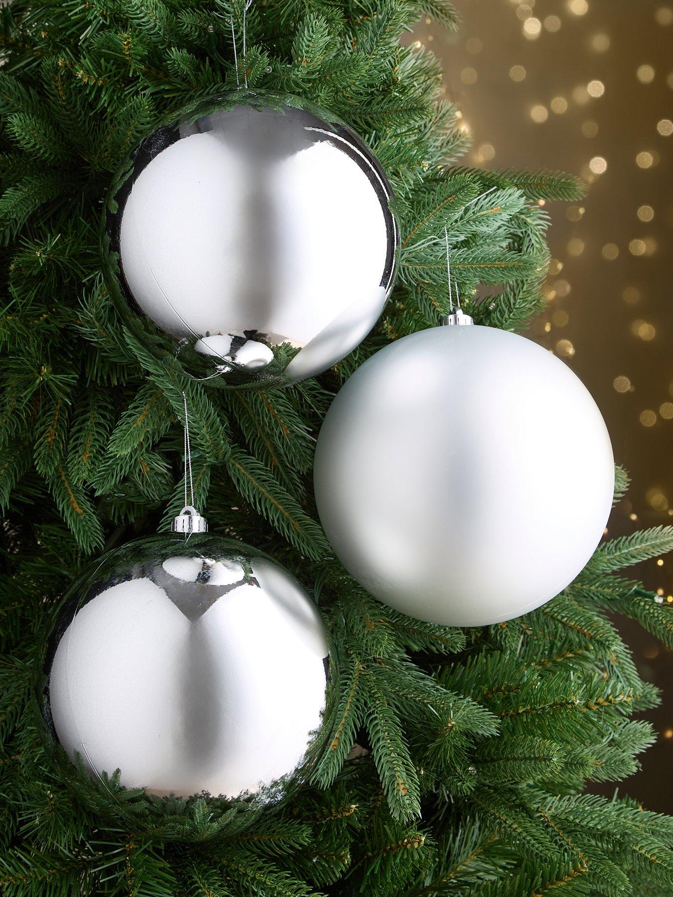 undefined Set of 3 Jumbo 20 cm Christmas Baubles - Silver