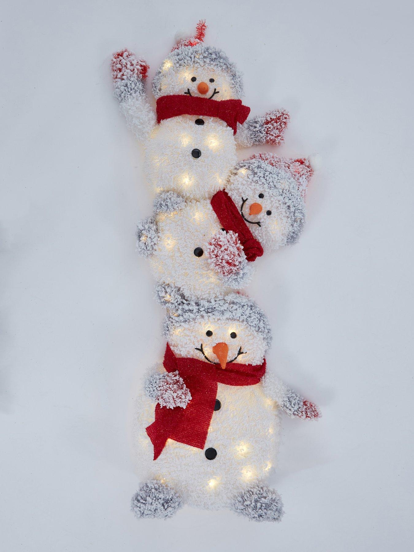 Image 3 of 6 of Festive 105&nbsp;cm Lit Snowy Snowman Family Outdoor Christmas Decoration