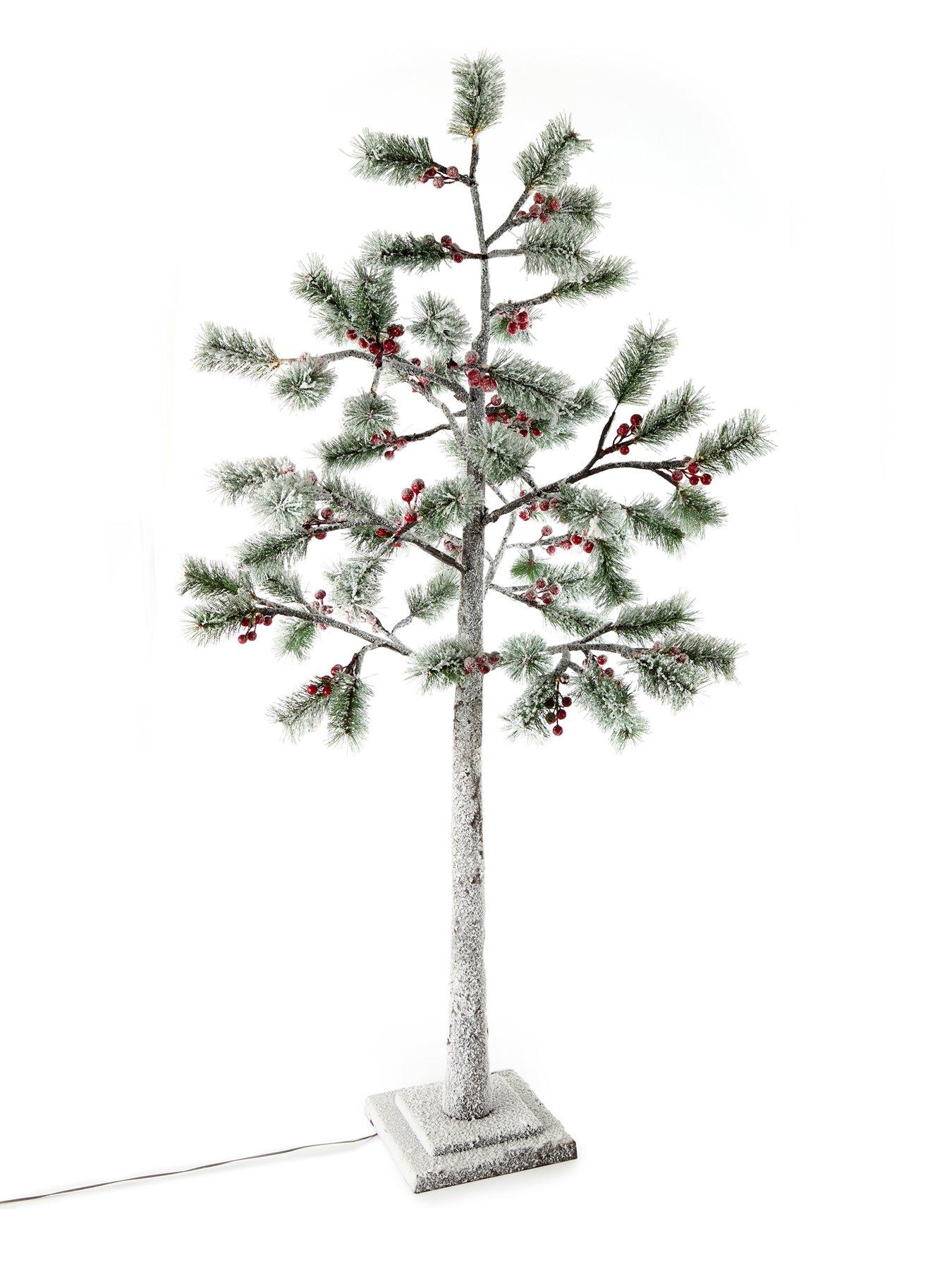 Image 2 of 6 of Festive 150&nbsp;cm Lit Flocked Berry &amp; Pine Outdoor Christmas Tree - Warm White LEDs