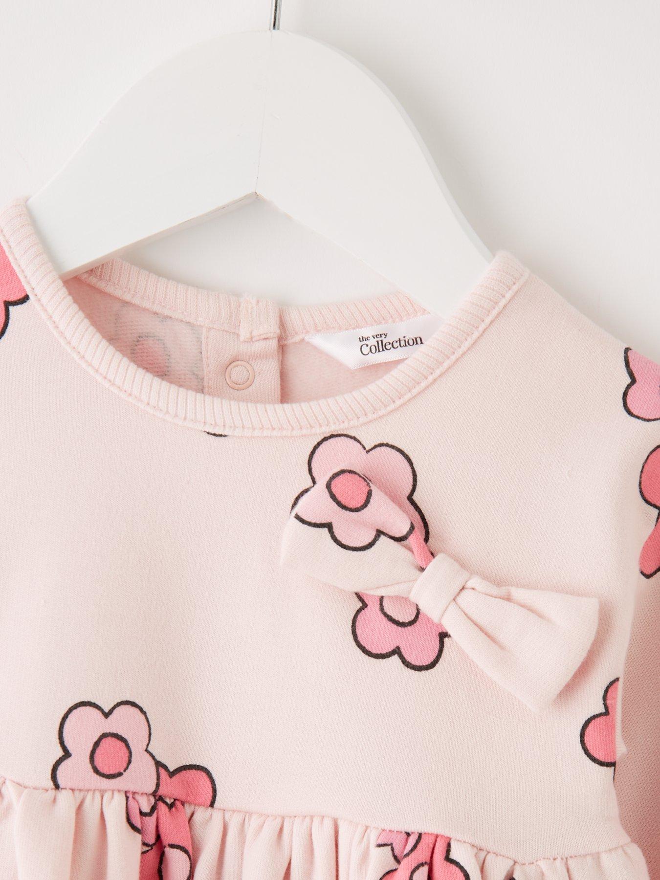Image 3 of 4 of The Very Collection Baby Girls Sweat Dress With Bow - Cream