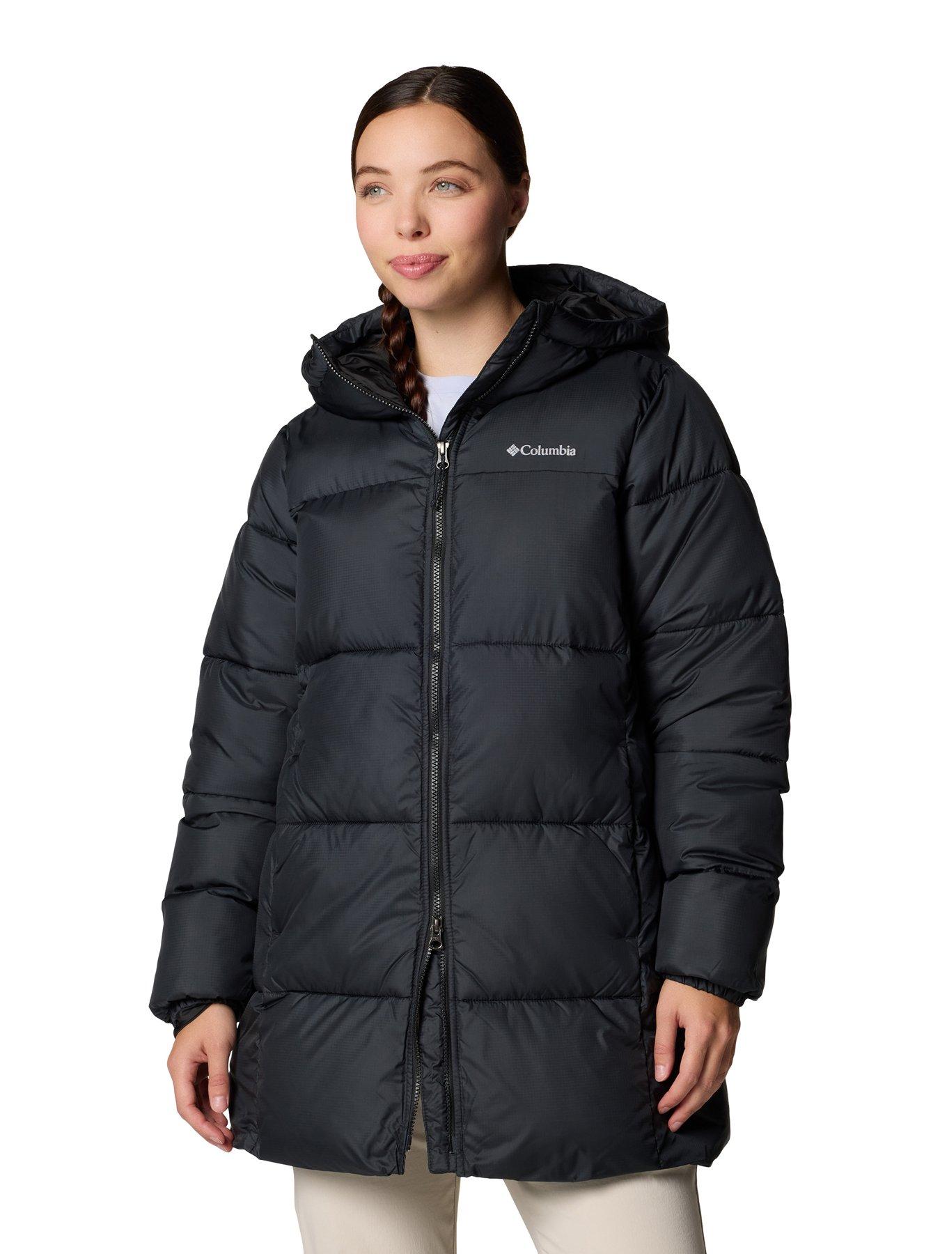  image of columbia-womens-puffect-ii-mid-hooded-jacket-black