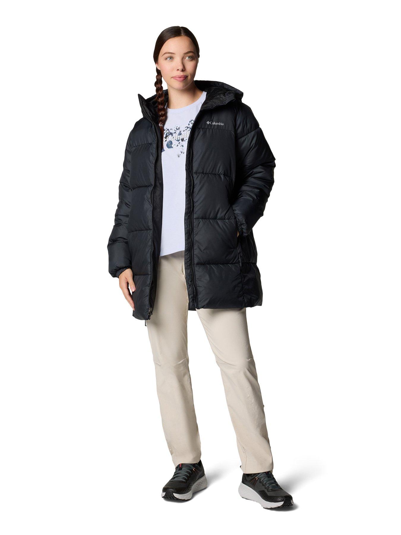  image of columbia-womens-puffect-ii-mid-hooded-jacket-black