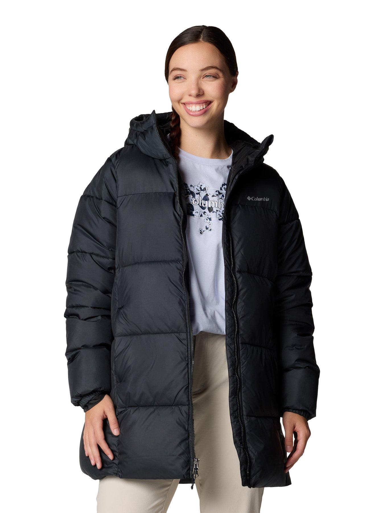  image of columbia-womens-puffect-ii-mid-hooded-jacket-black