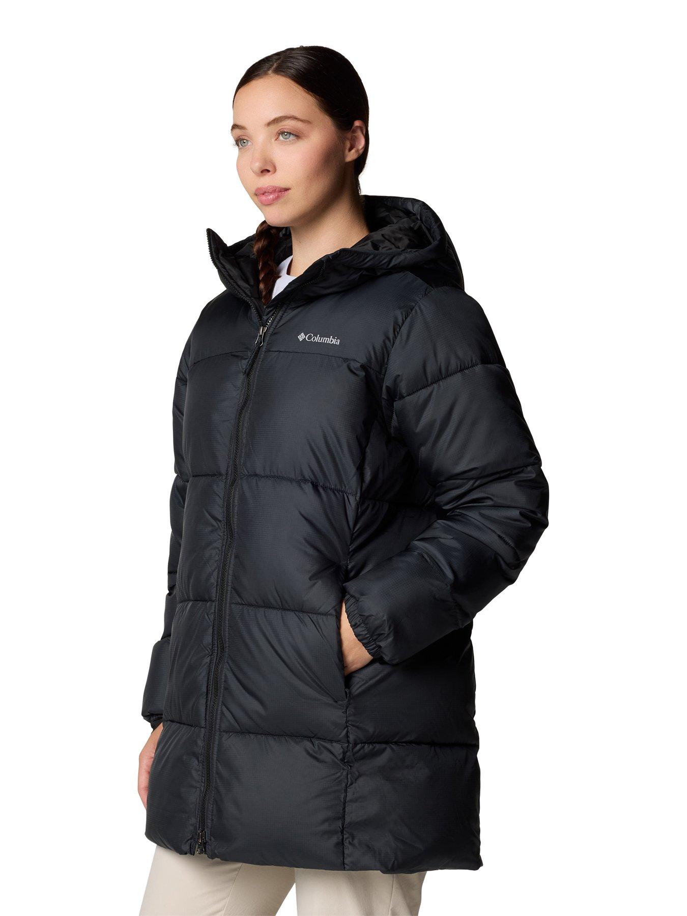  image of columbia-womens-puffect-ii-mid-hooded-jacket-black