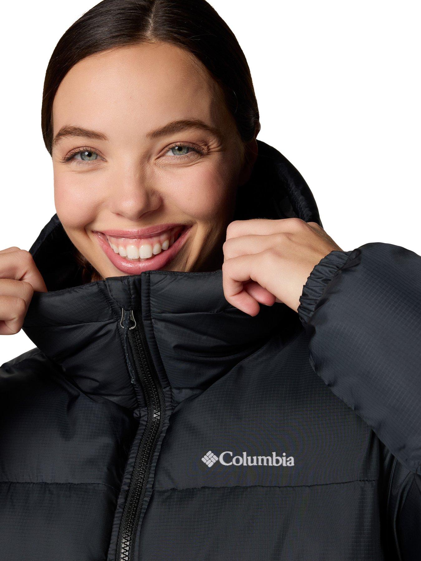  image of columbia-womens-puffect-ii-mid-hooded-jacket-black