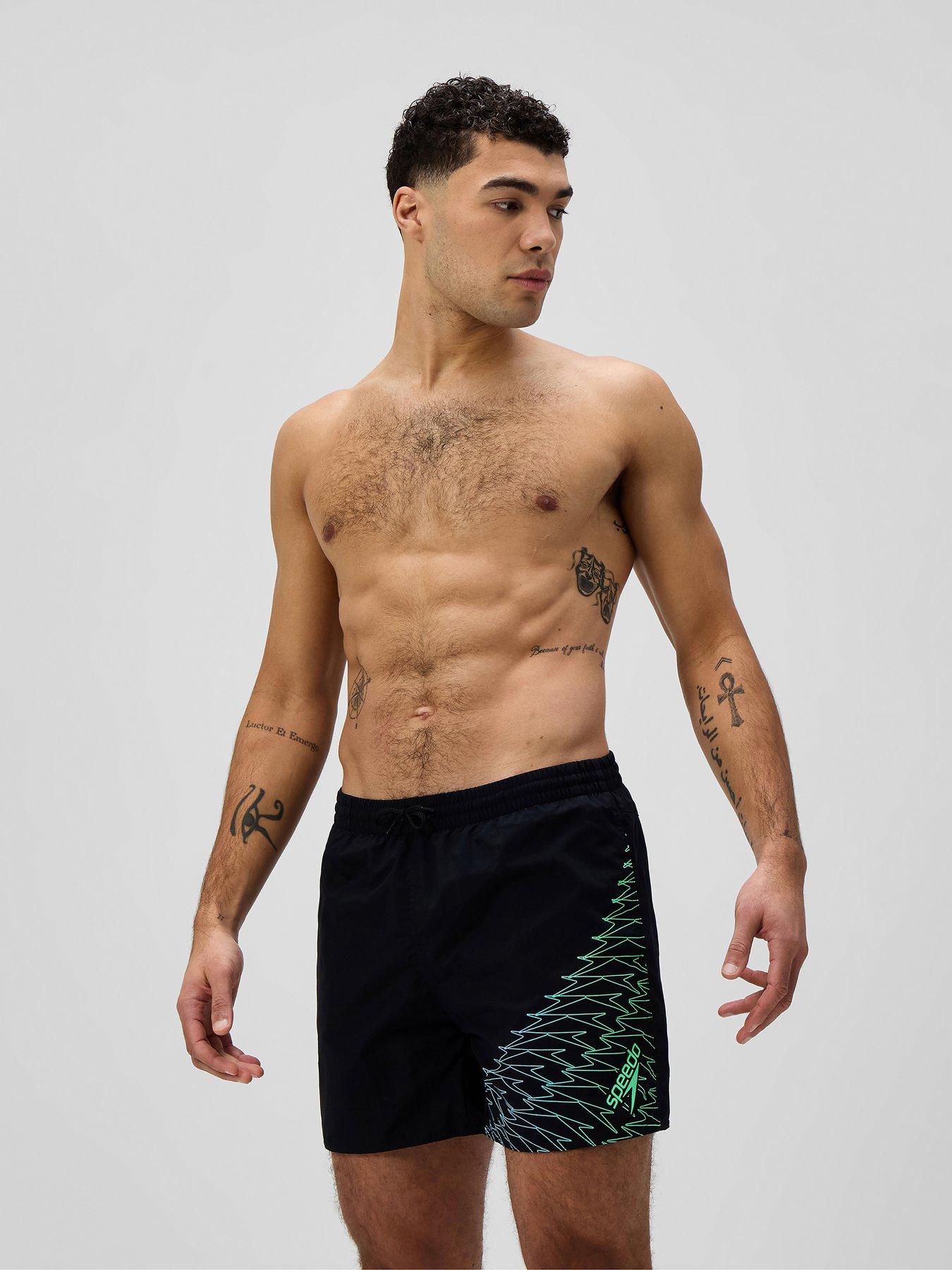 Speedo Mens Medley Logo 16 Inch Watershort - Black/green | Littlewoods