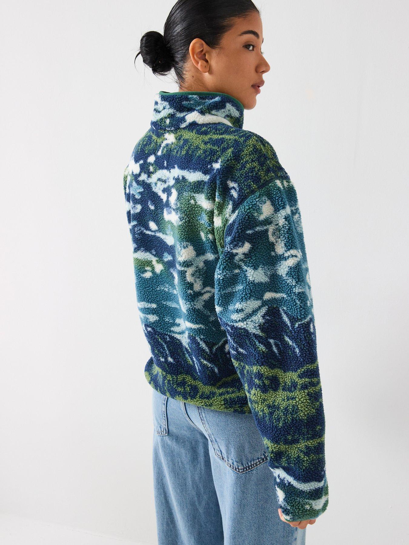  image of columbia-womens-helvetia-ii-printed-cropped-half-snap-fleece-blue