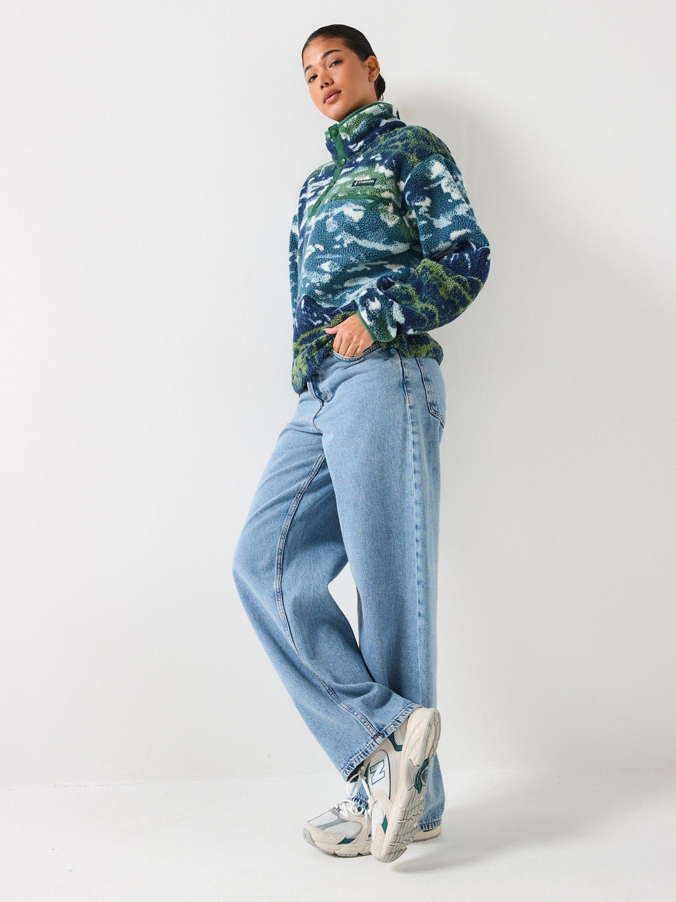  image of columbia-womens-helvetia-ii-printed-cropped-half-snap-fleece-blue