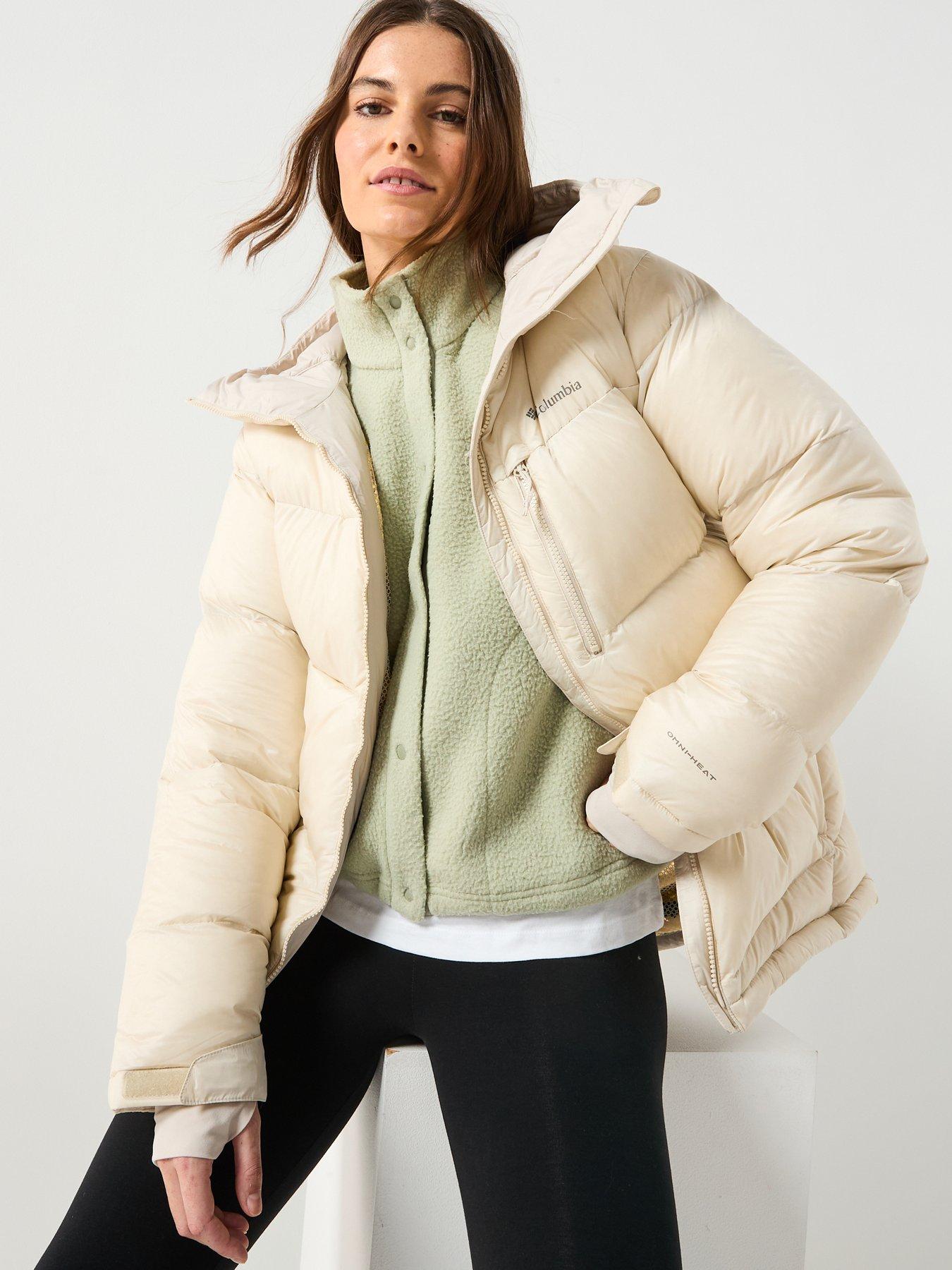  image of columbia-womens-cloudview-down-hooded-jacket-beige