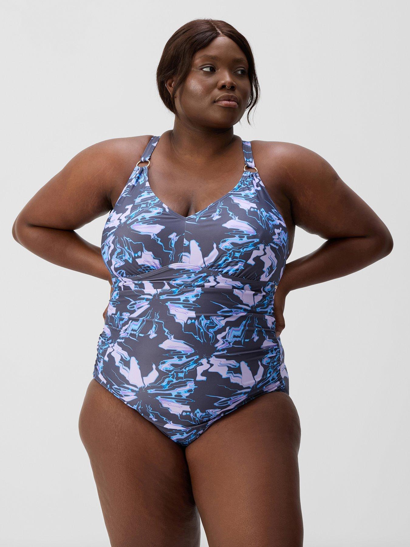 Speedo Womens Shaping Printed V Neck 1 Pc - Purple