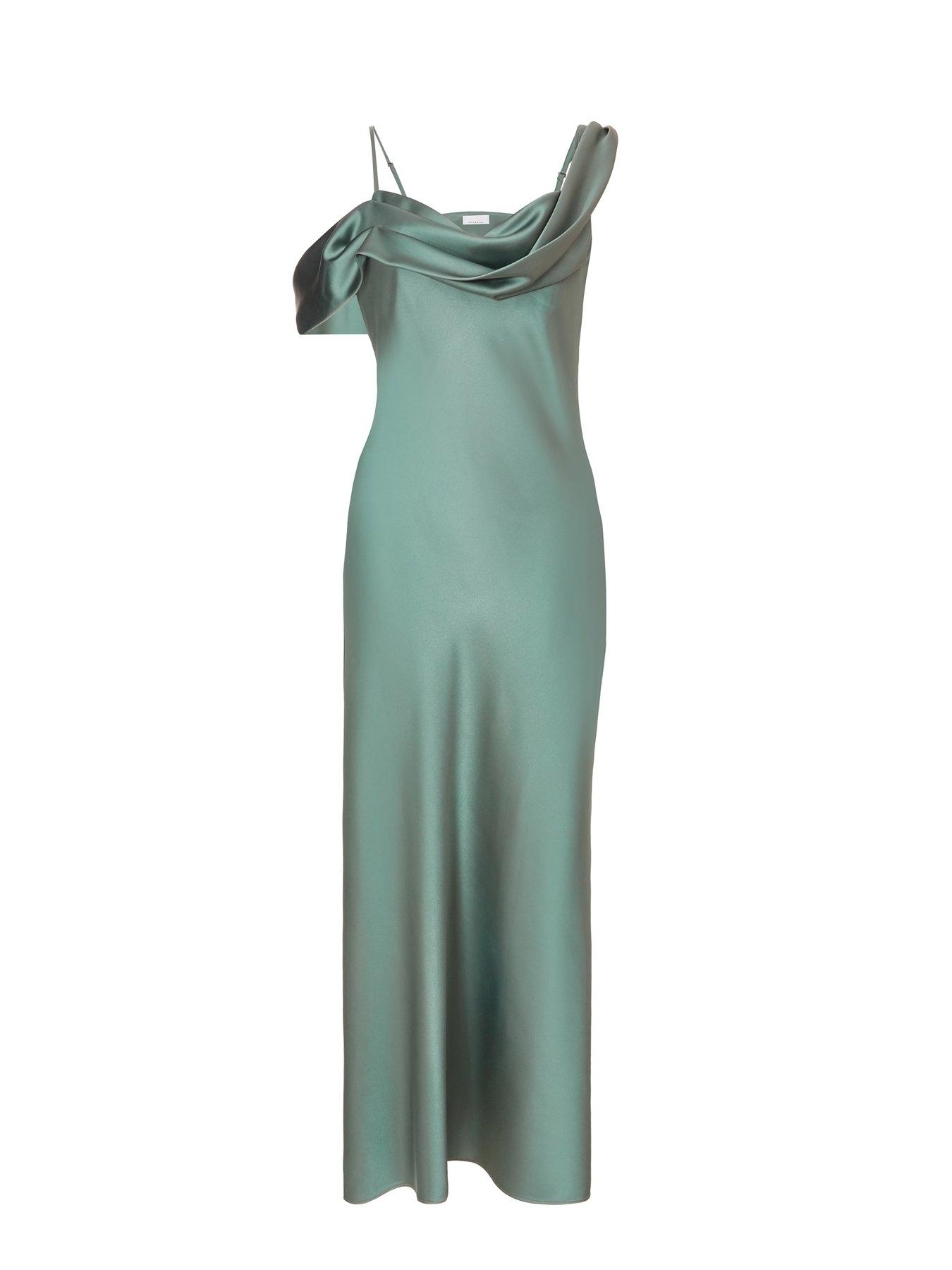 Quiz Sage Satin Drop Shoulder Maxi Dress | Littlewoods