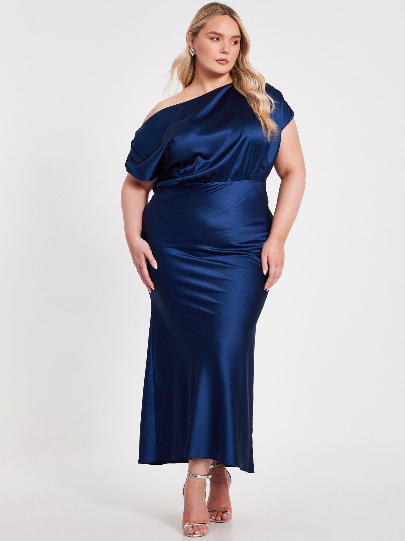 undefined Curve Navy Satin Maxi Dress