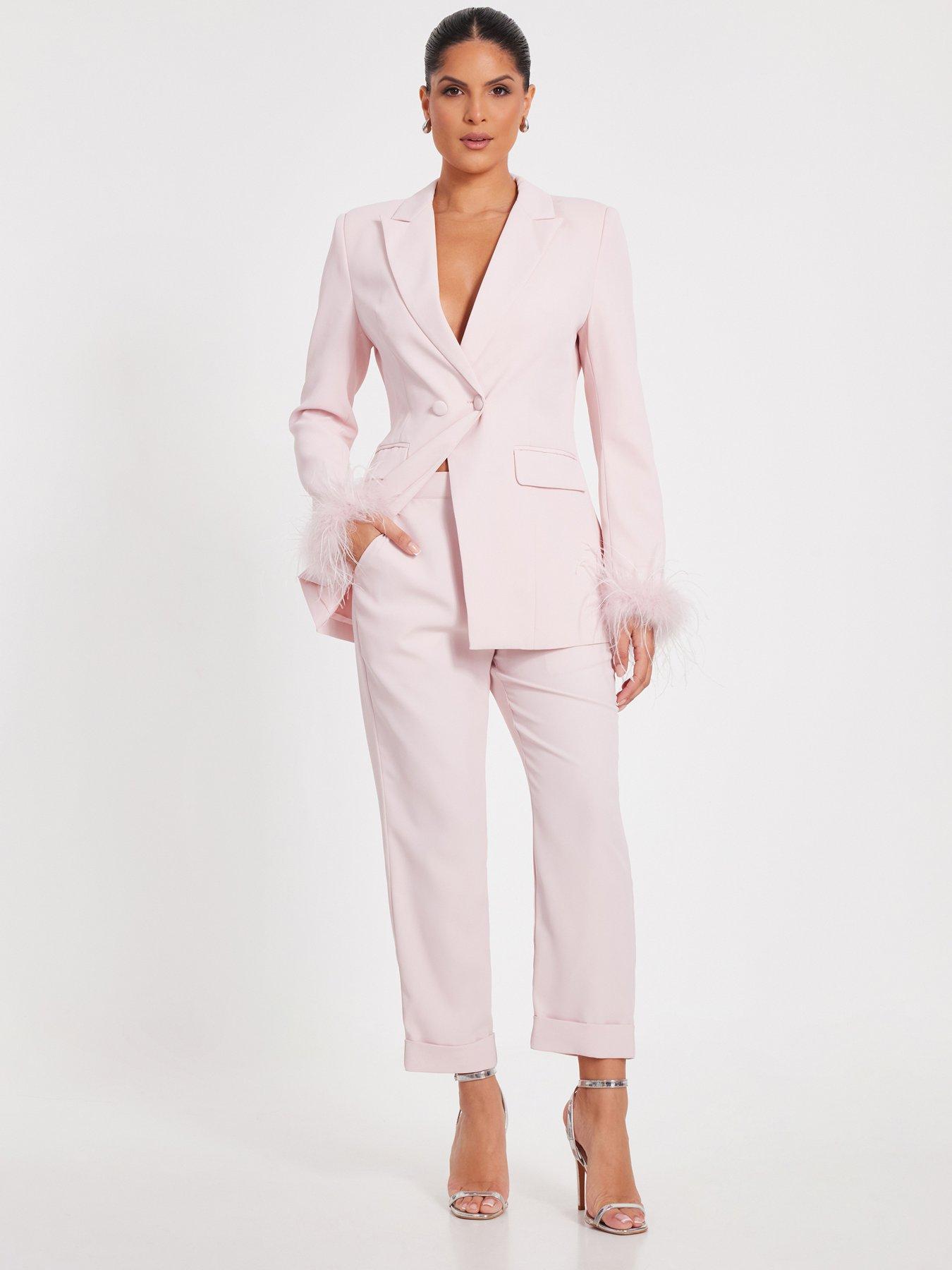 undefined Pink Tapered Tailored Trousers