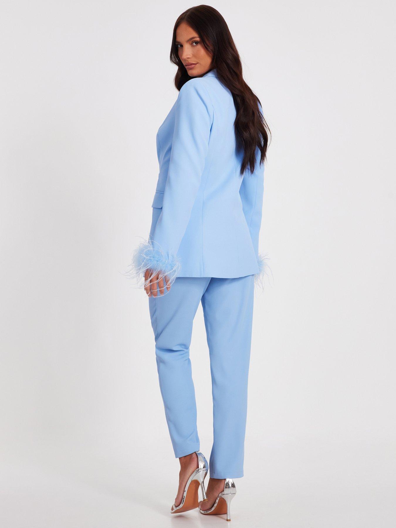  image of quiz-light-blue-tapered-tailored-trousers