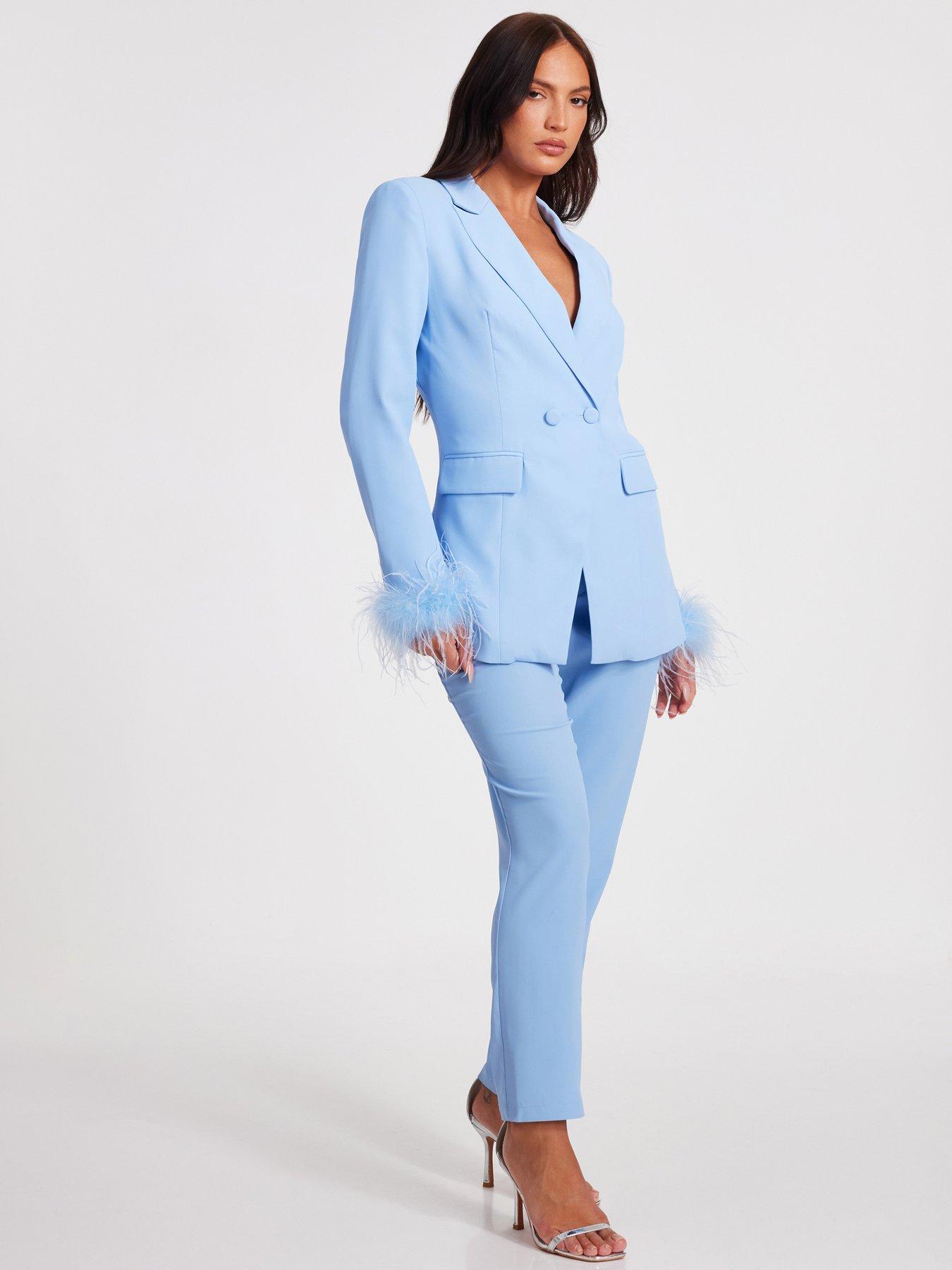  image of quiz-light-blue-tapered-tailored-trousers