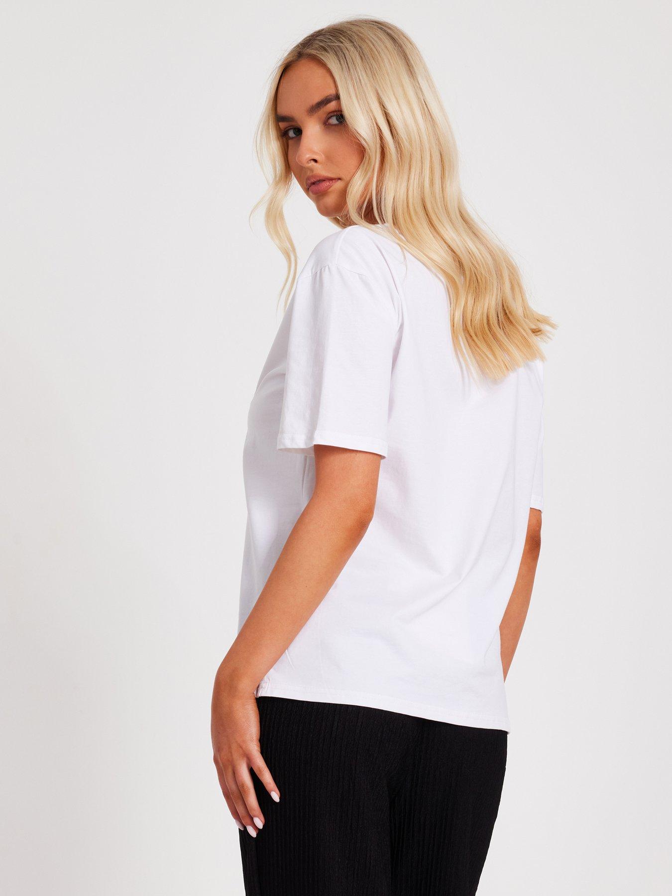  image of quiz-white-cherry-print-boxy-top