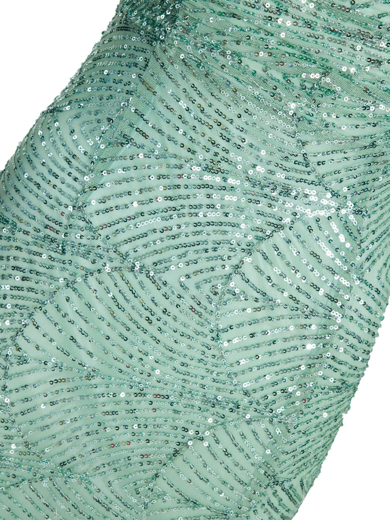  image of quiz-pale-green-sequin-fishtail-maxi-dress