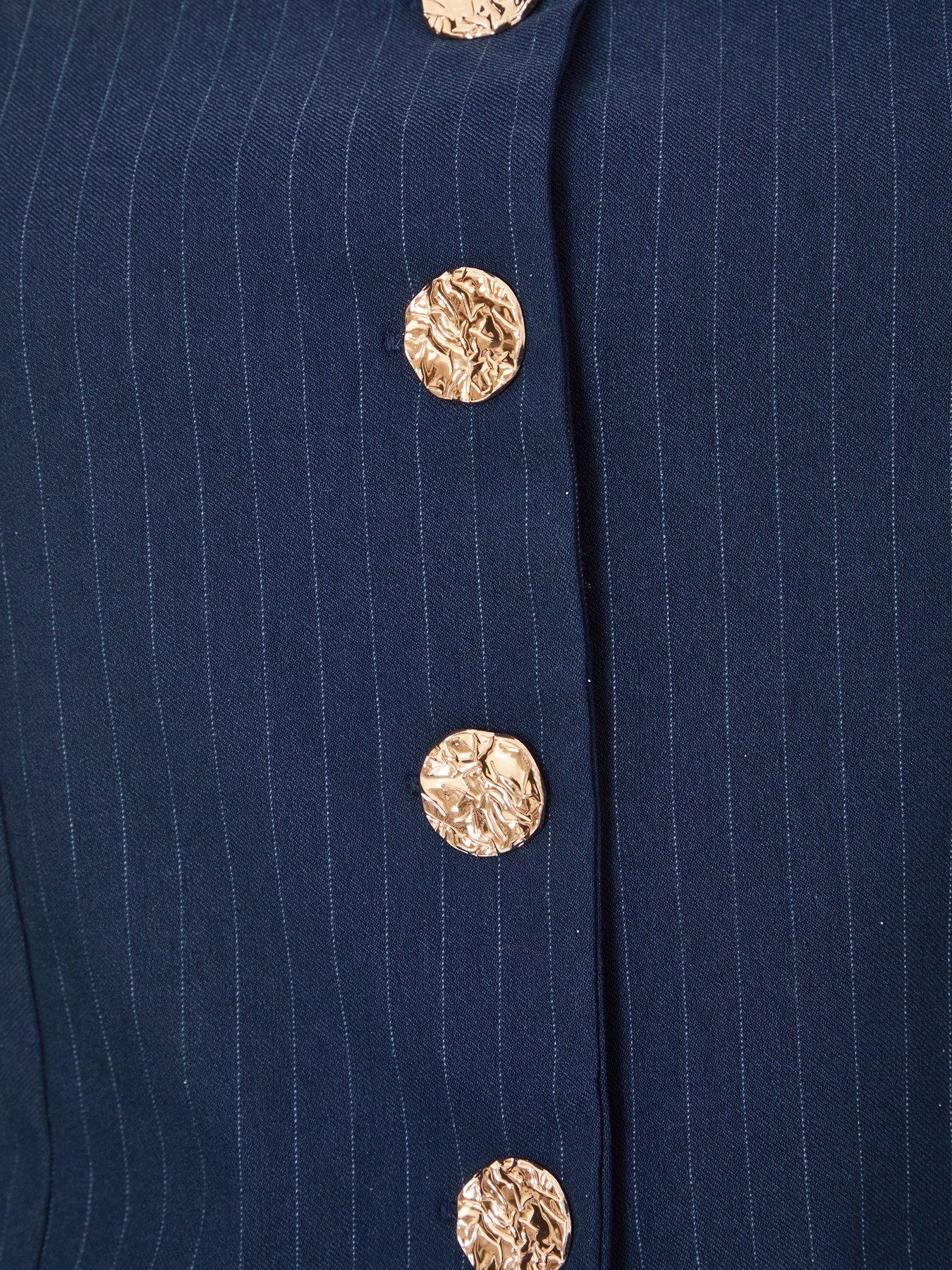  image of quiz-navy-pinstripe-button-front-waistcoat