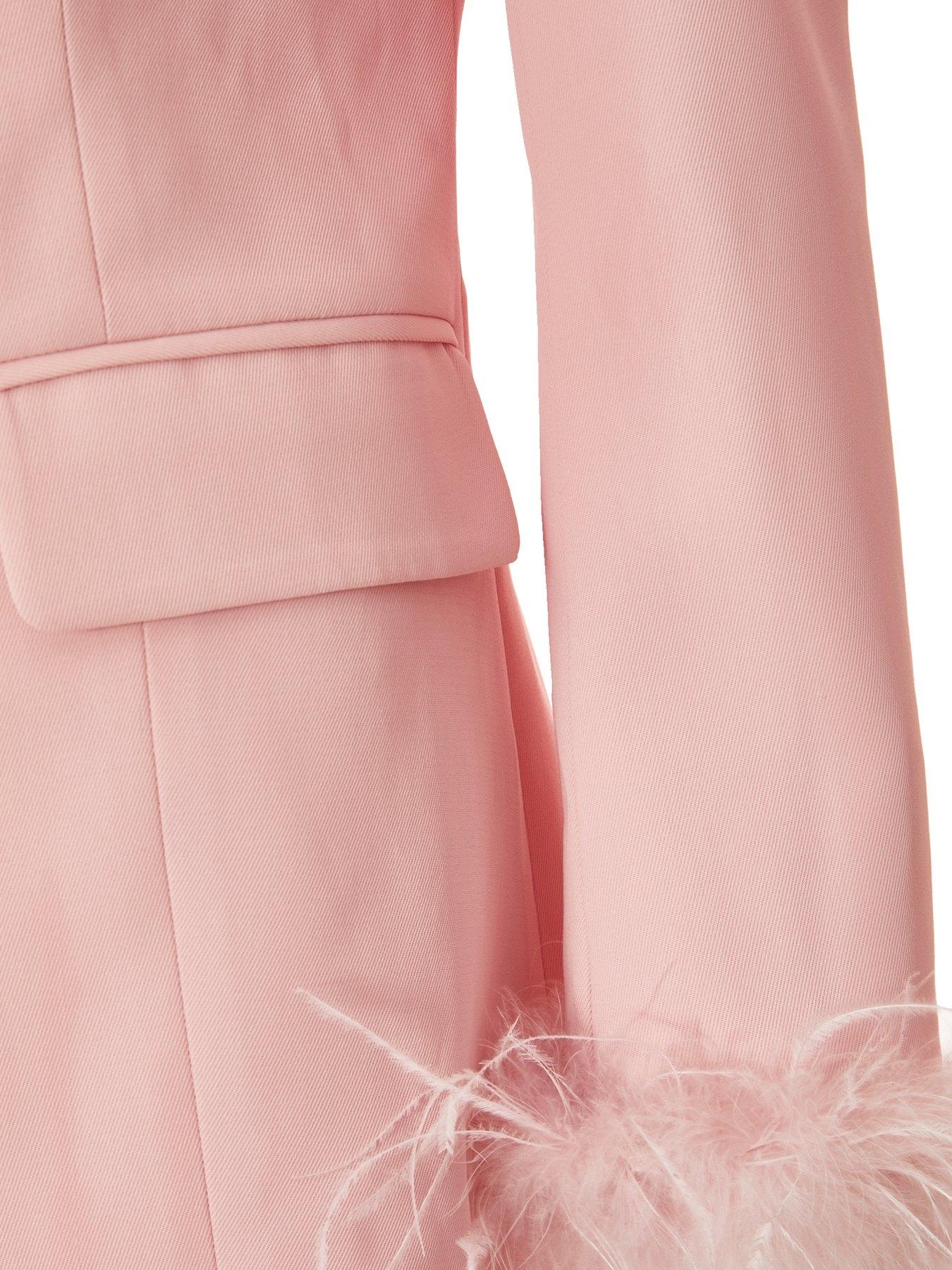  image of quiz-pink-feather-trim-tailored-blazer