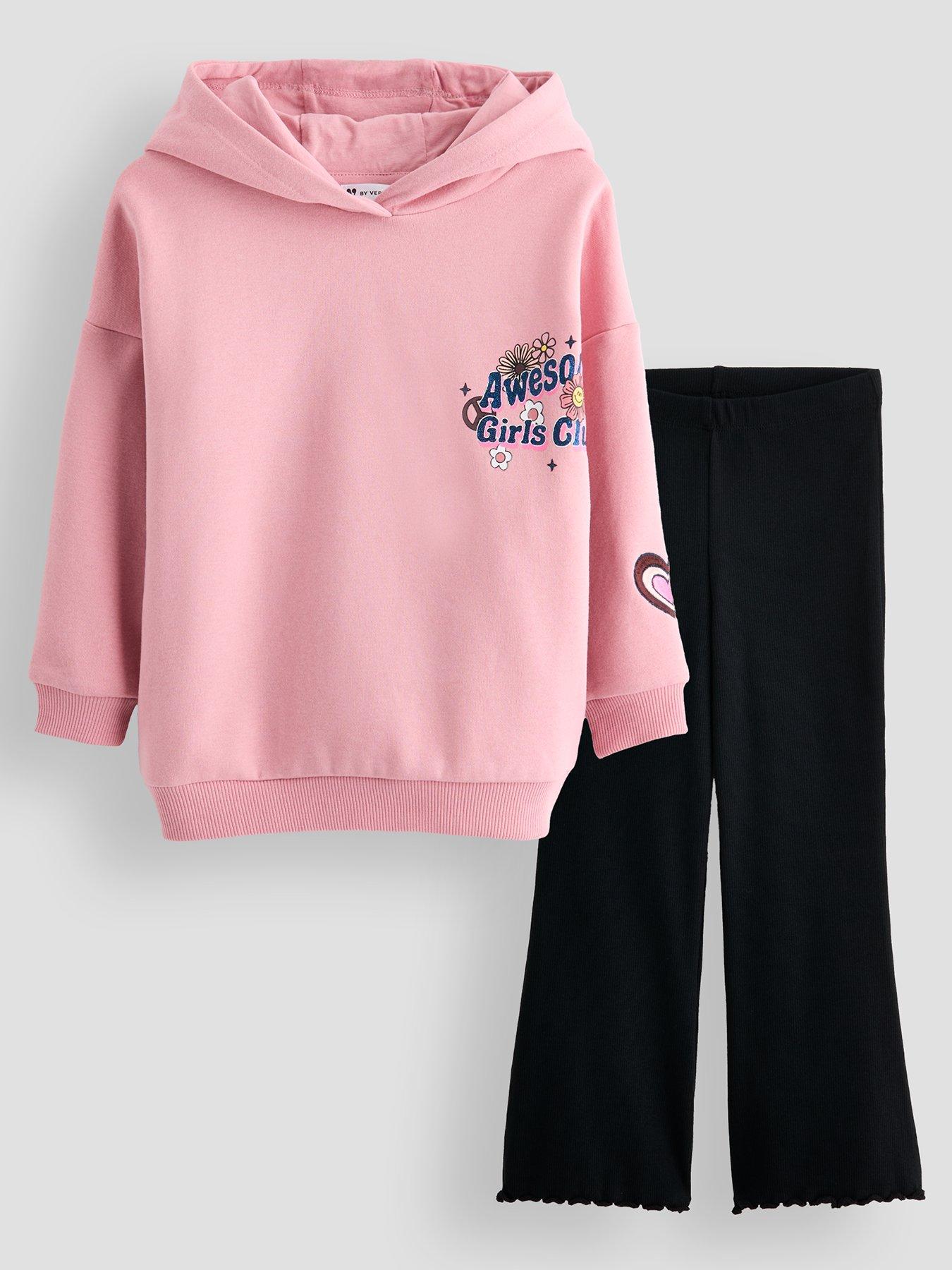 The Very Collection Girls Long Line Back Graphic Sweat And Legging Set