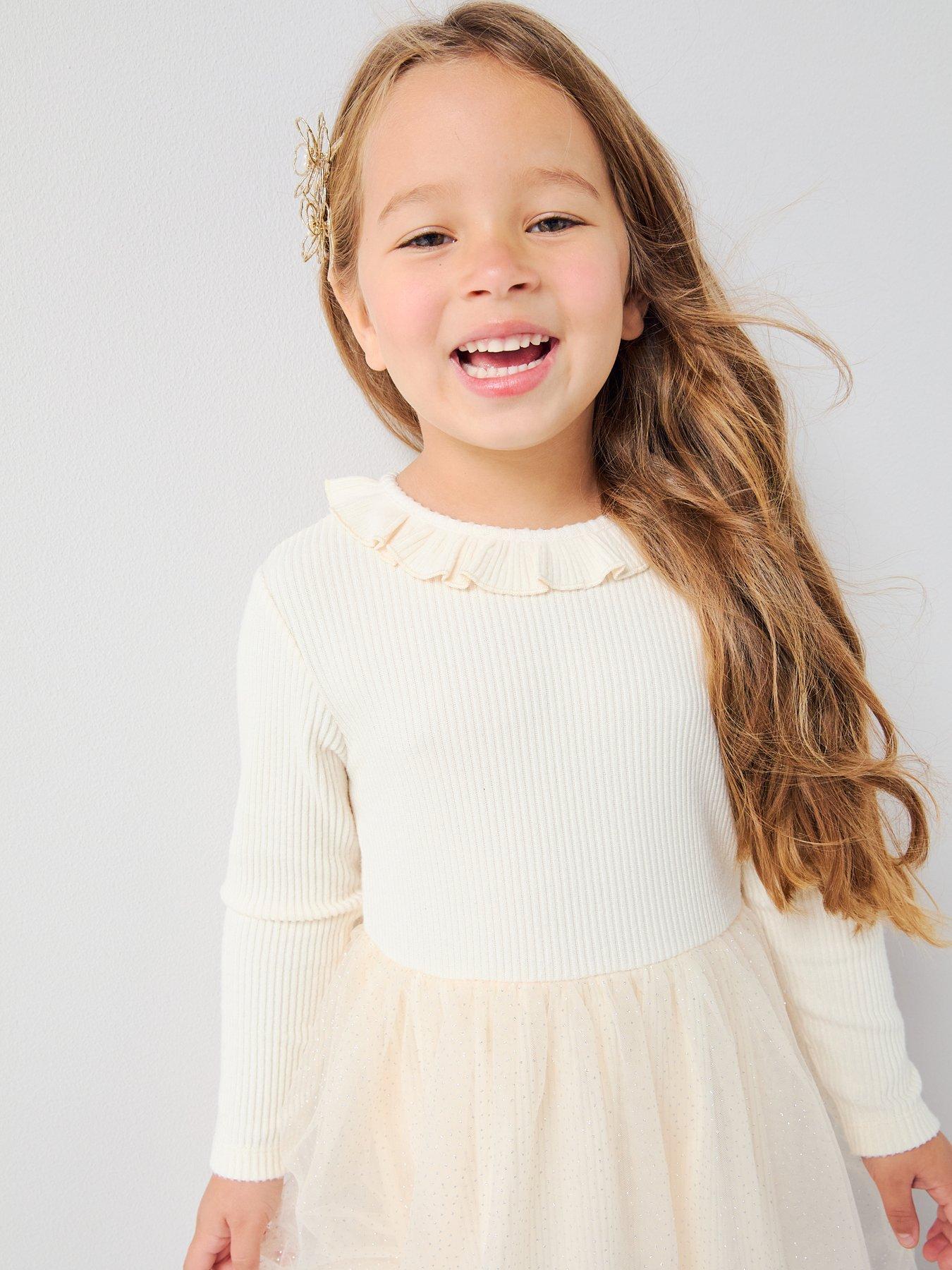 The Very Collection Girls Soft Touch 2 In 1 Tulle Dress - Cream |  Littlewoods