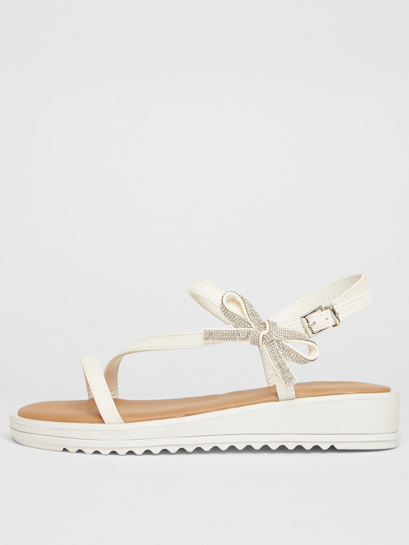 quiz-white-strappy-bow-detail-sandal