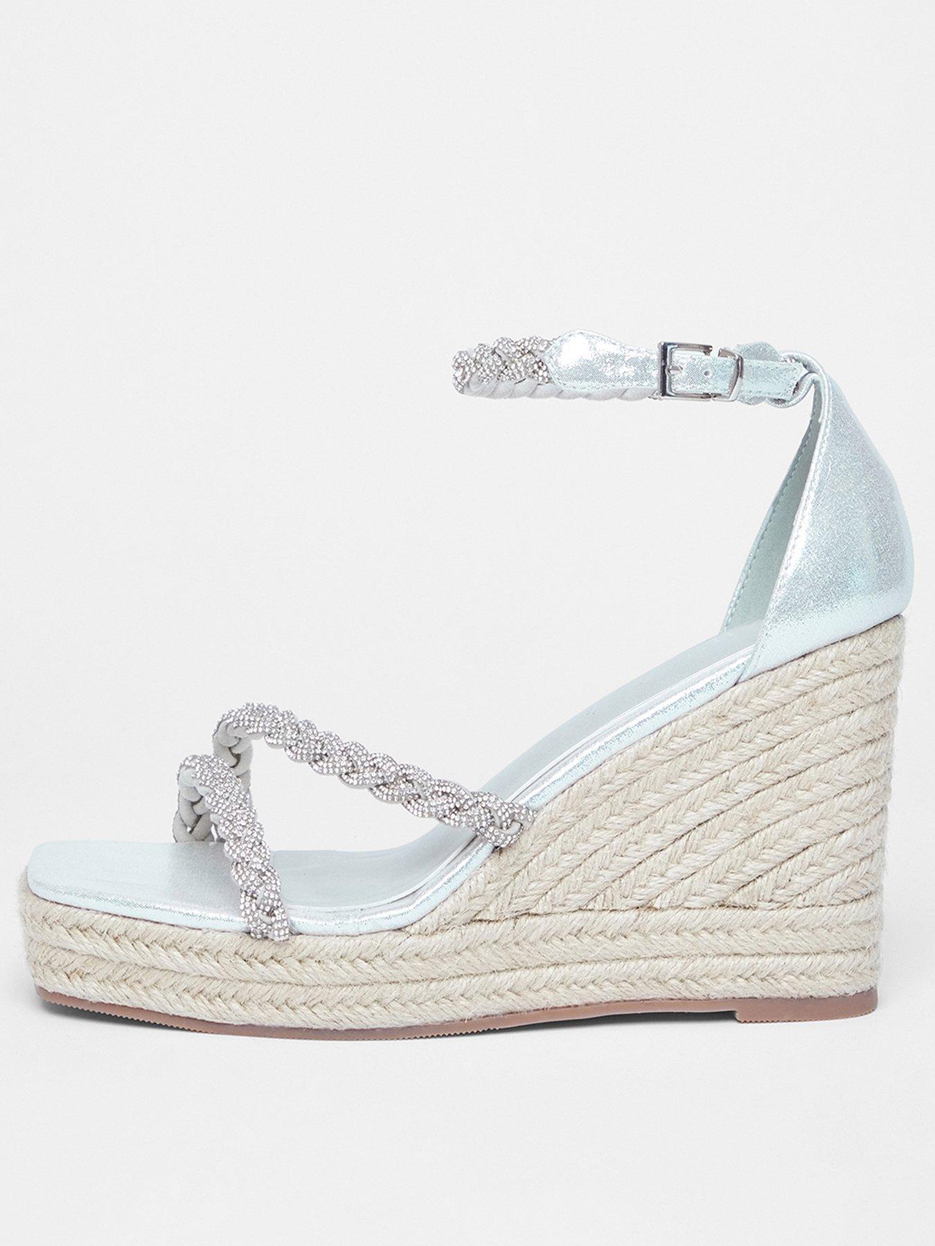 front image of quiz-wide-fit-silver-diamante-wedges