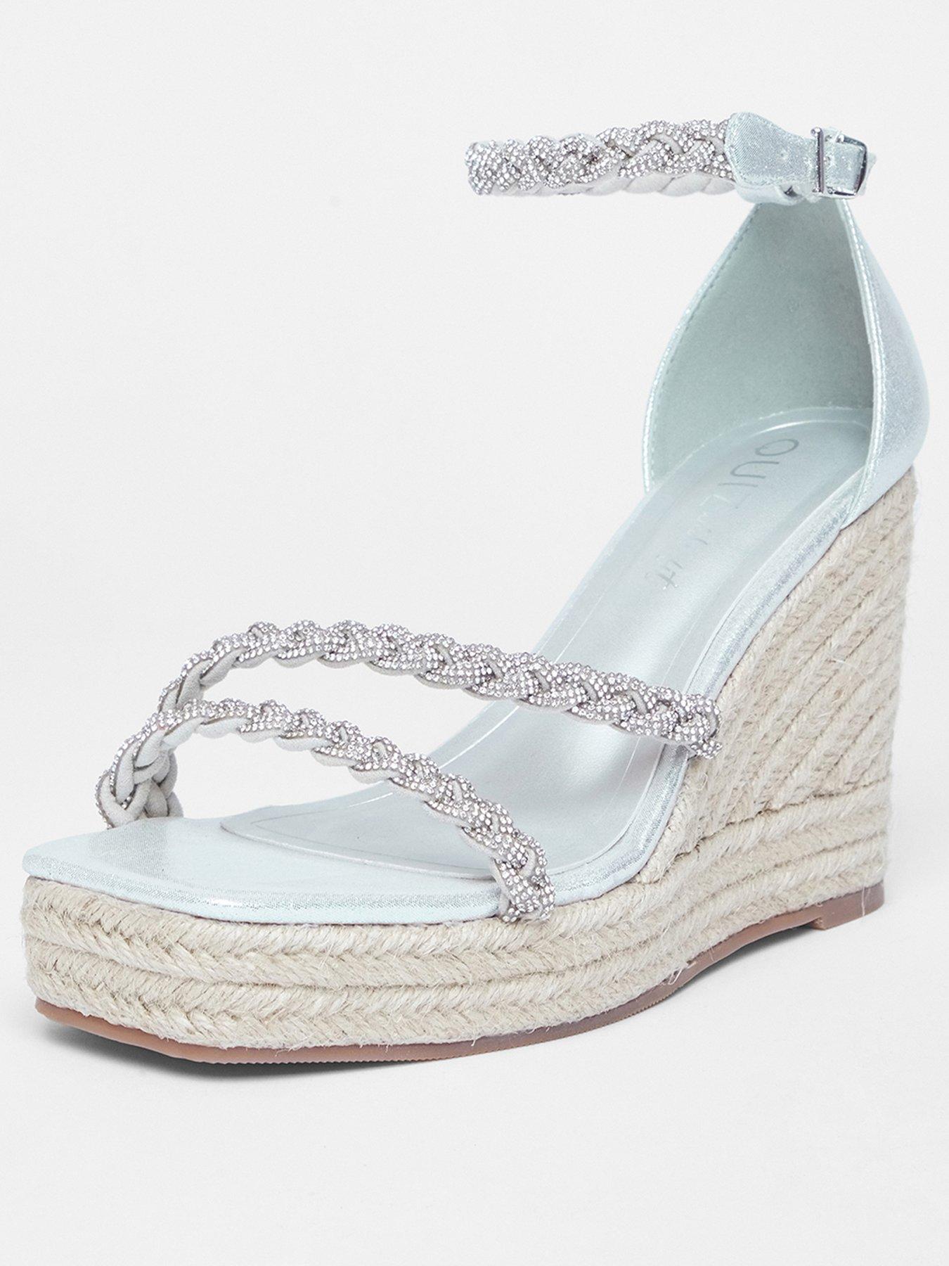 stillFront image of quiz-wide-fit-silver-diamante-wedges