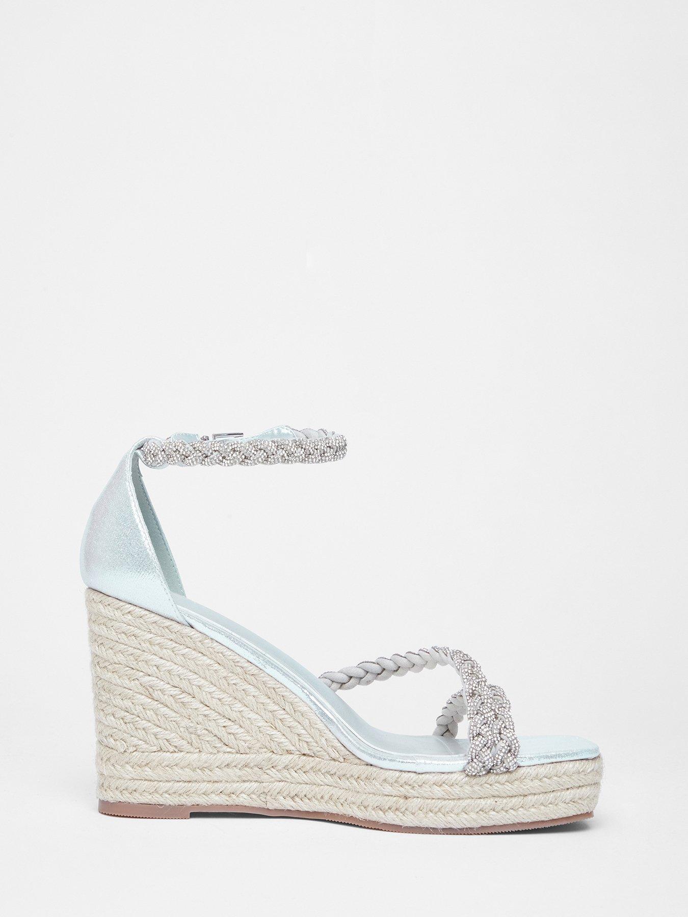  image of quiz-wide-fit-silver-diamante-wedges