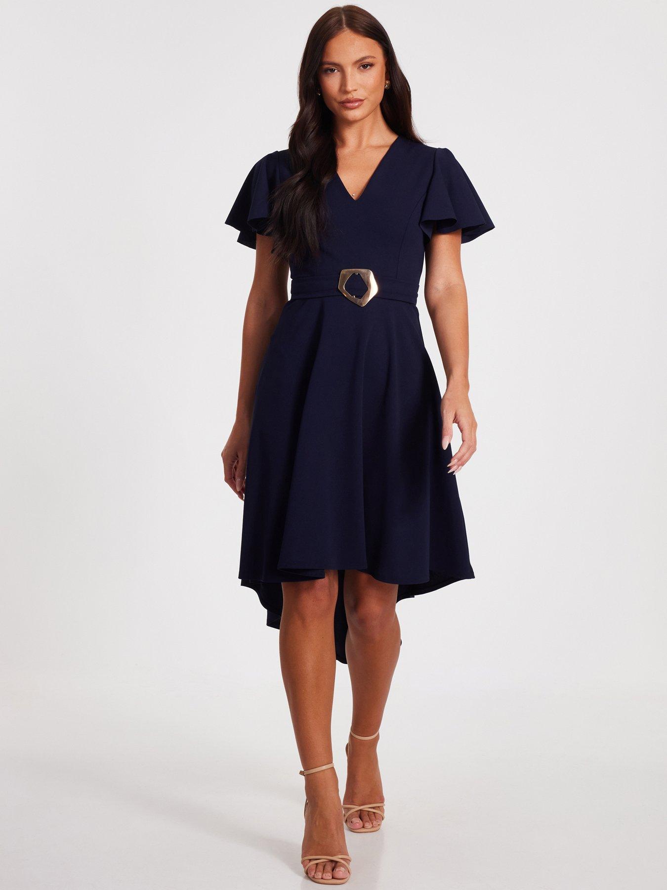 Quiz Navy Dip Hem Dress | Littlewoods