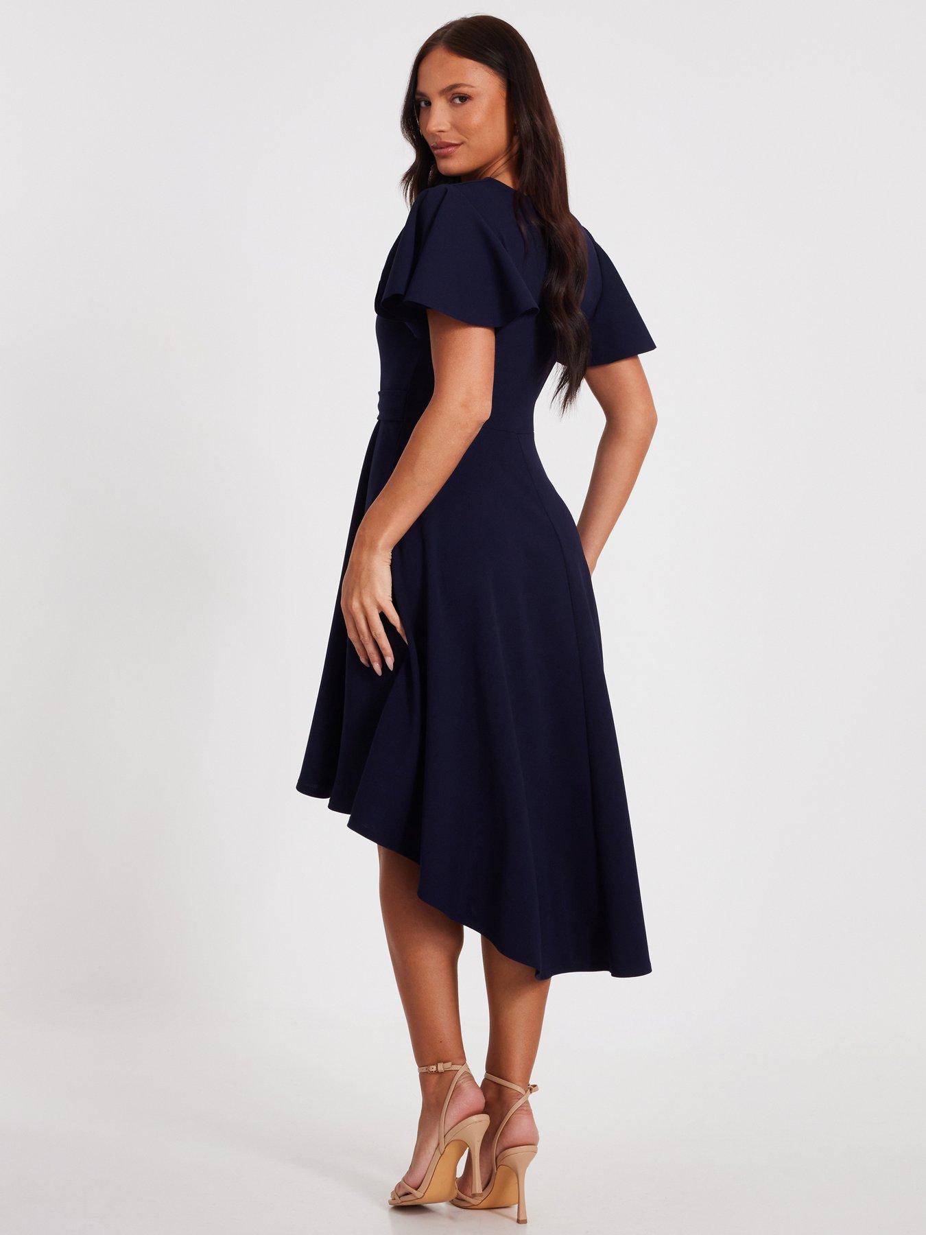 Quiz Navy Dip Hem Dress | Littlewoods