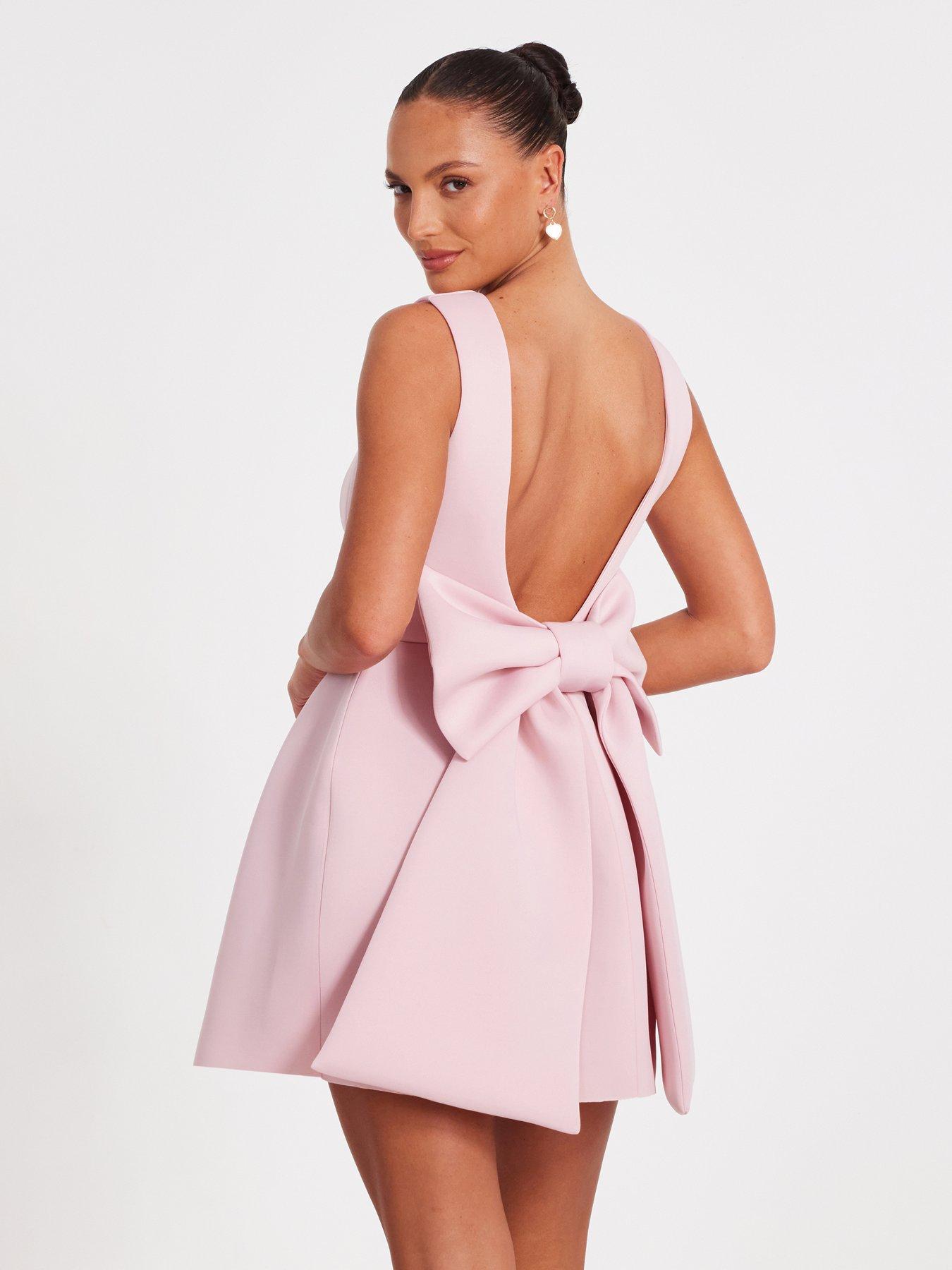 Quiz Blush Bow Skater Dress Littlewoods