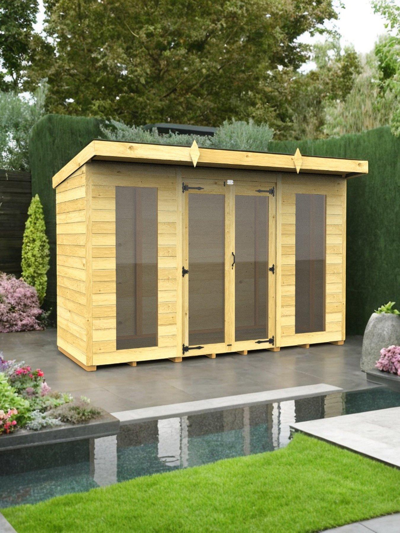 DIY Sheds 10 x 4 Pent Summer House (Full Height Window)