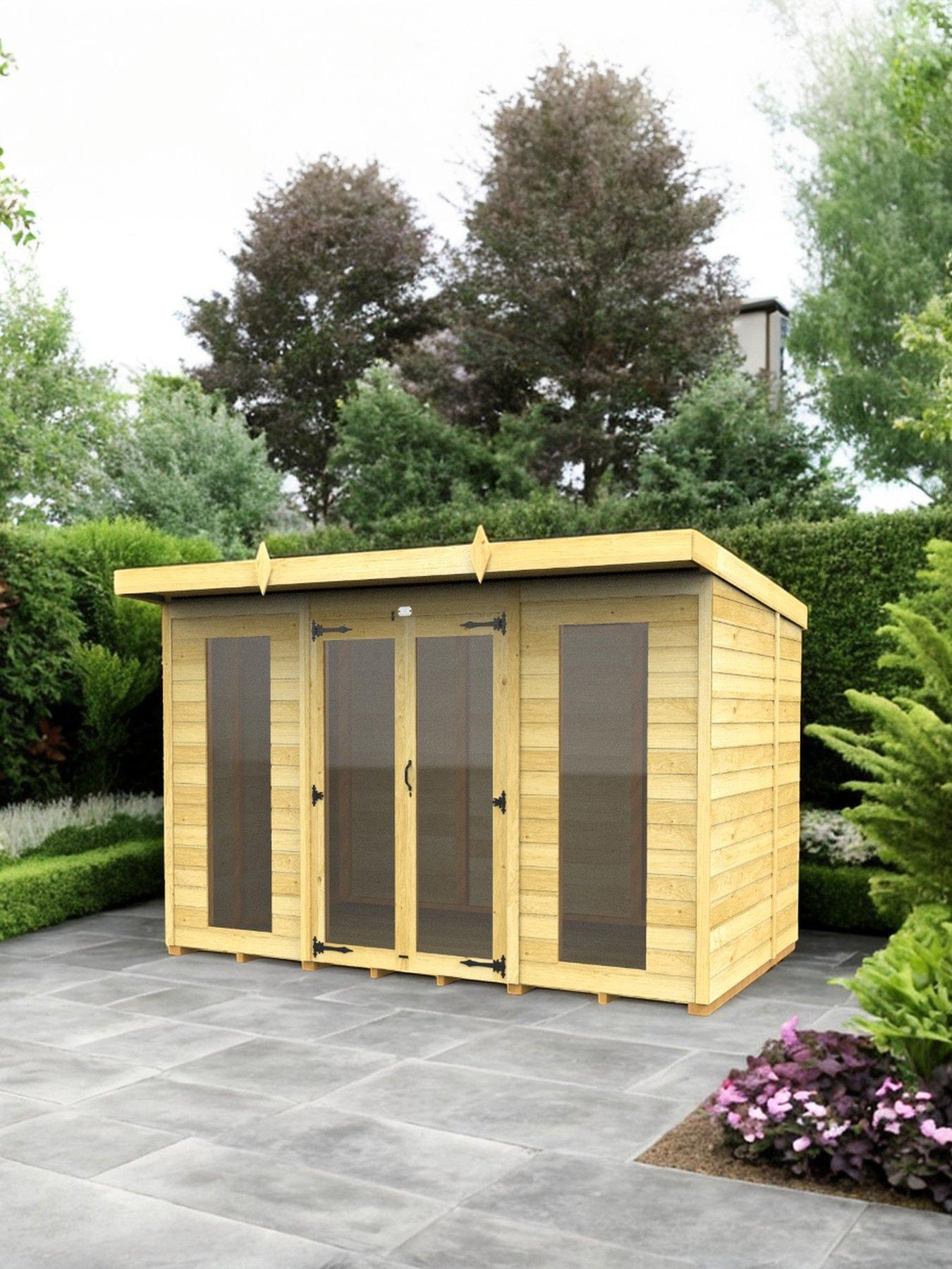DIY Sheds 10 x 6 Pent Summer House (Full Height Window)
