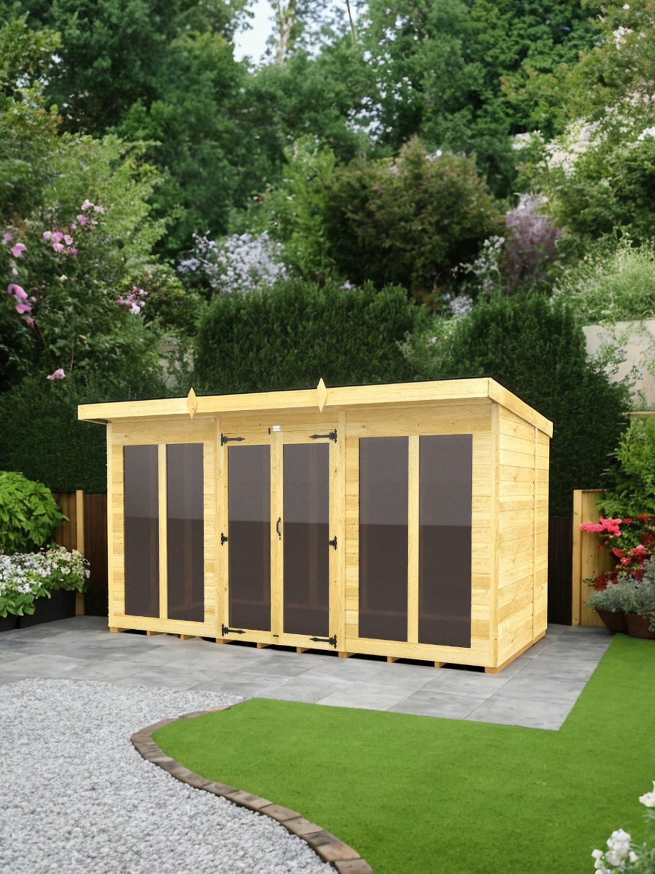 DIY Sheds 12 x 6 Pent Summer House (Full Height Window)