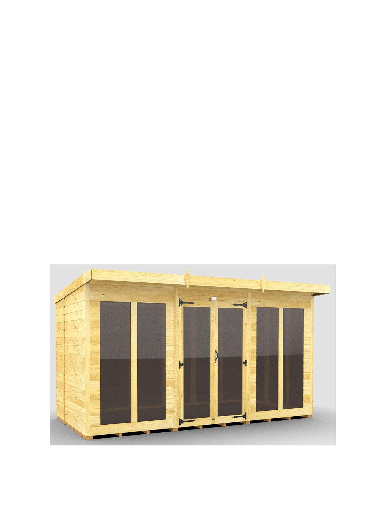  image of diy-sheds-12-x-6-pent-summer-house-full-height-window