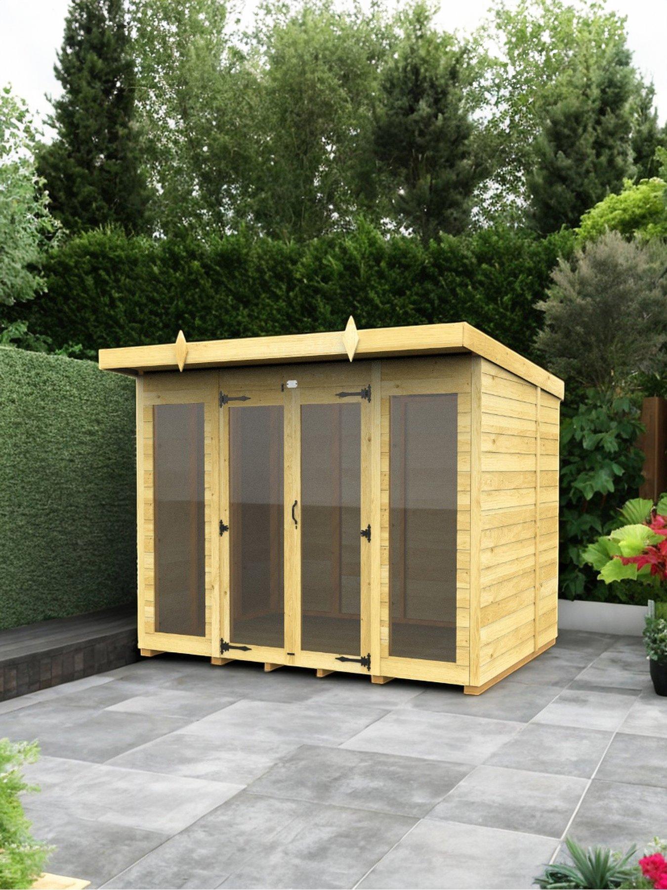 DIY Sheds 8 x 8 Pent Summer House (Full Height Window)