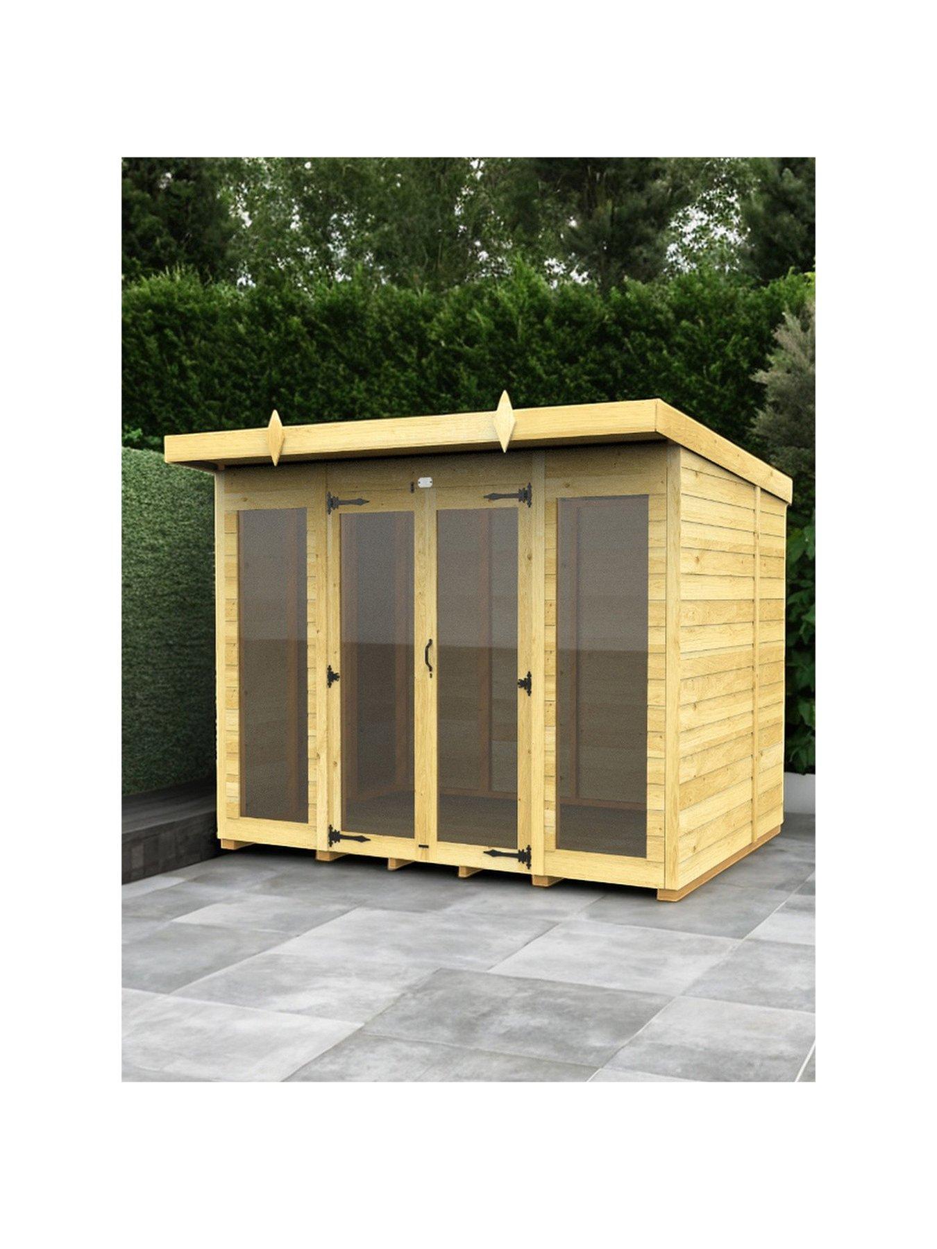  image of diy-sheds-8-x-8-pent-summer-house-full-height-window