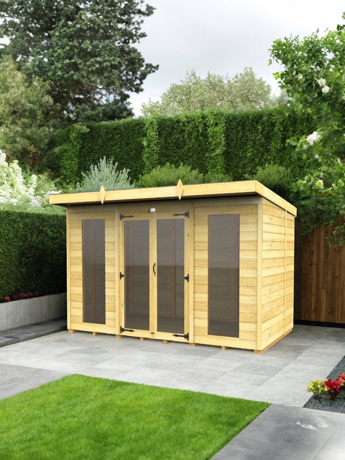 DIY Sheds 10 x 8 Pent Summer House (Full Height Window)