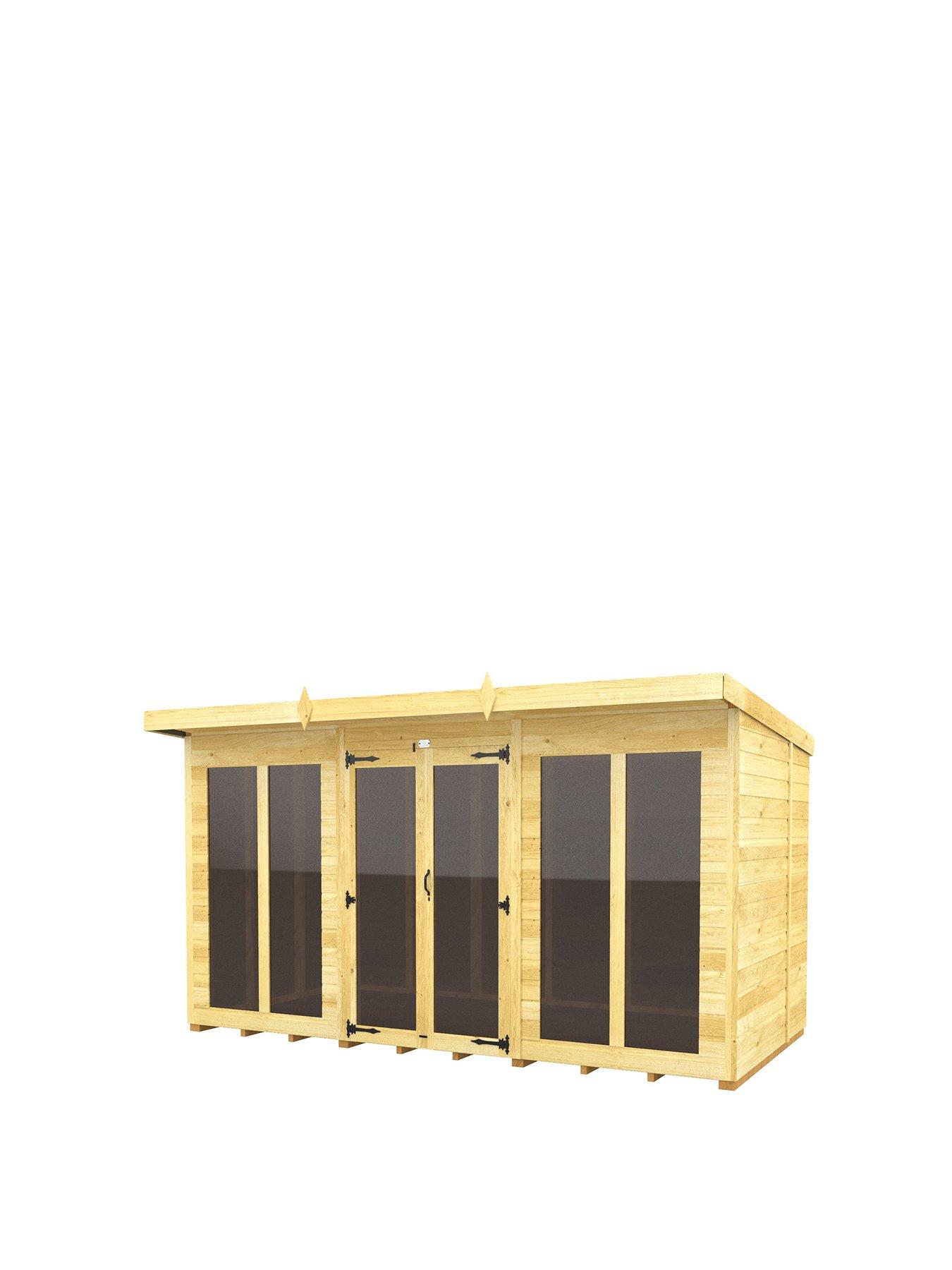  image of diy-sheds-12-x-8-pent-summer-house-full-height-window