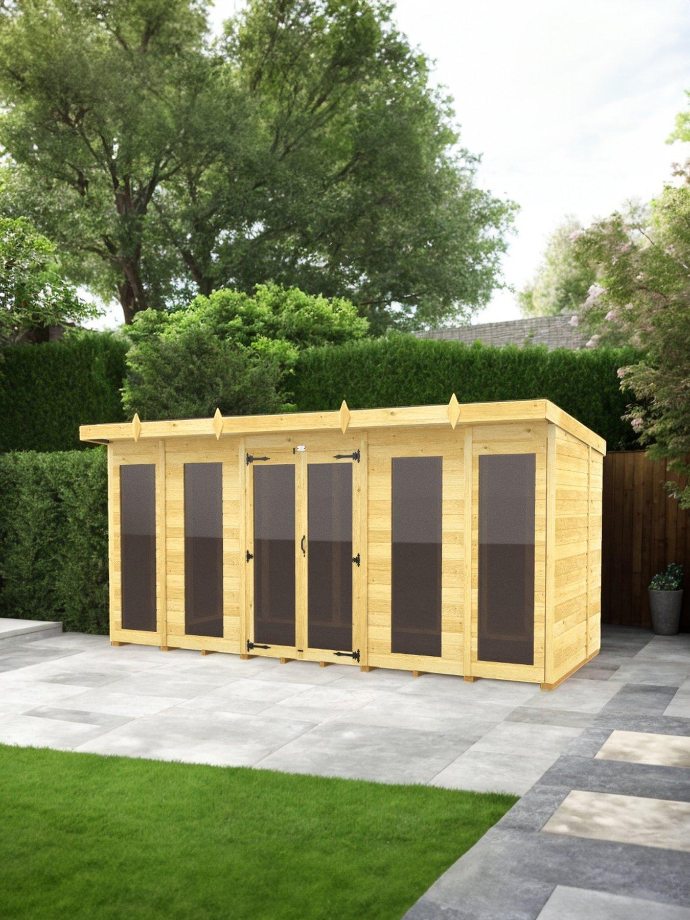 DIY Sheds 14 x 8 Pent Summer House (Full Height Window)