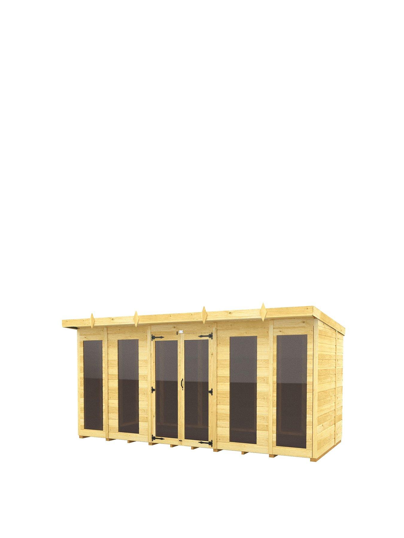  image of diy-sheds-14-x-8-pent-summer-house-full-height-window