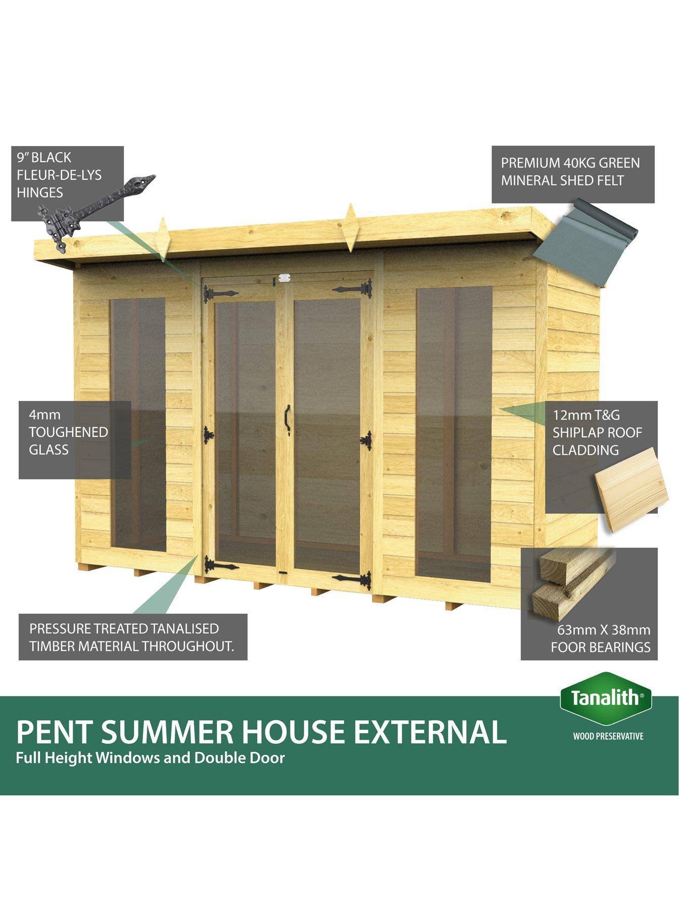  image of diy-sheds-14-x-8-pent-summer-house-full-height-window