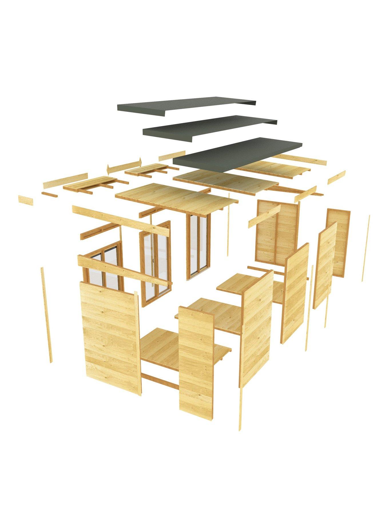  image of diy-sheds-14-x-8-pent-summer-house-full-height-window